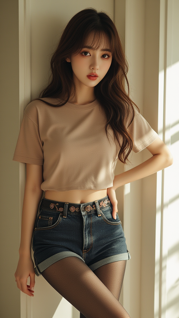 牛仔短裤女孩