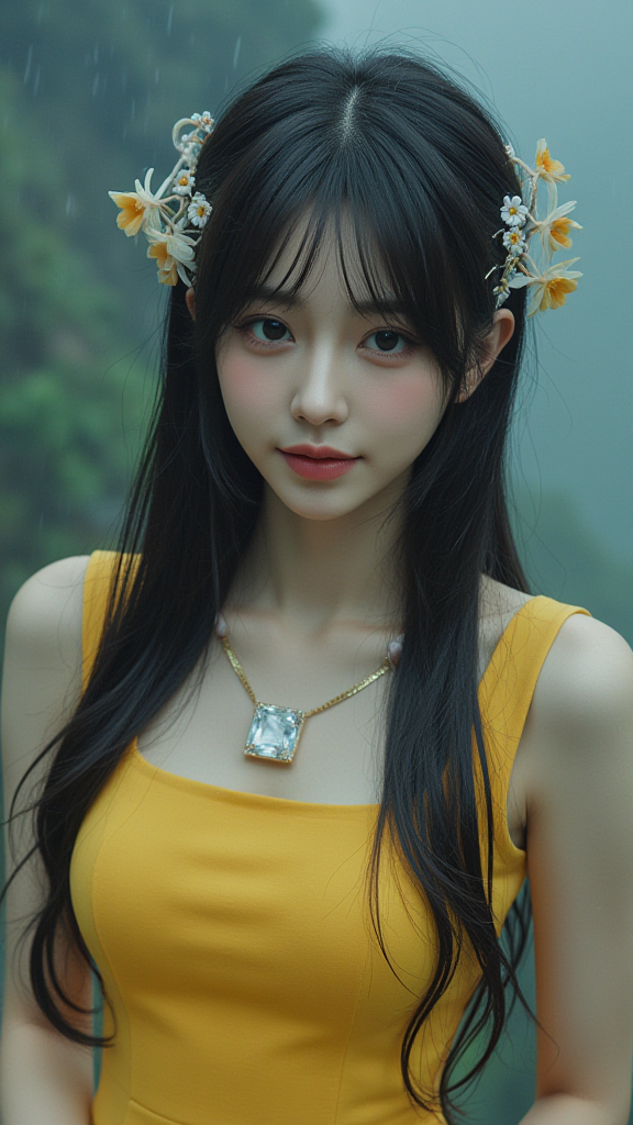 戴着小花的小姐姐