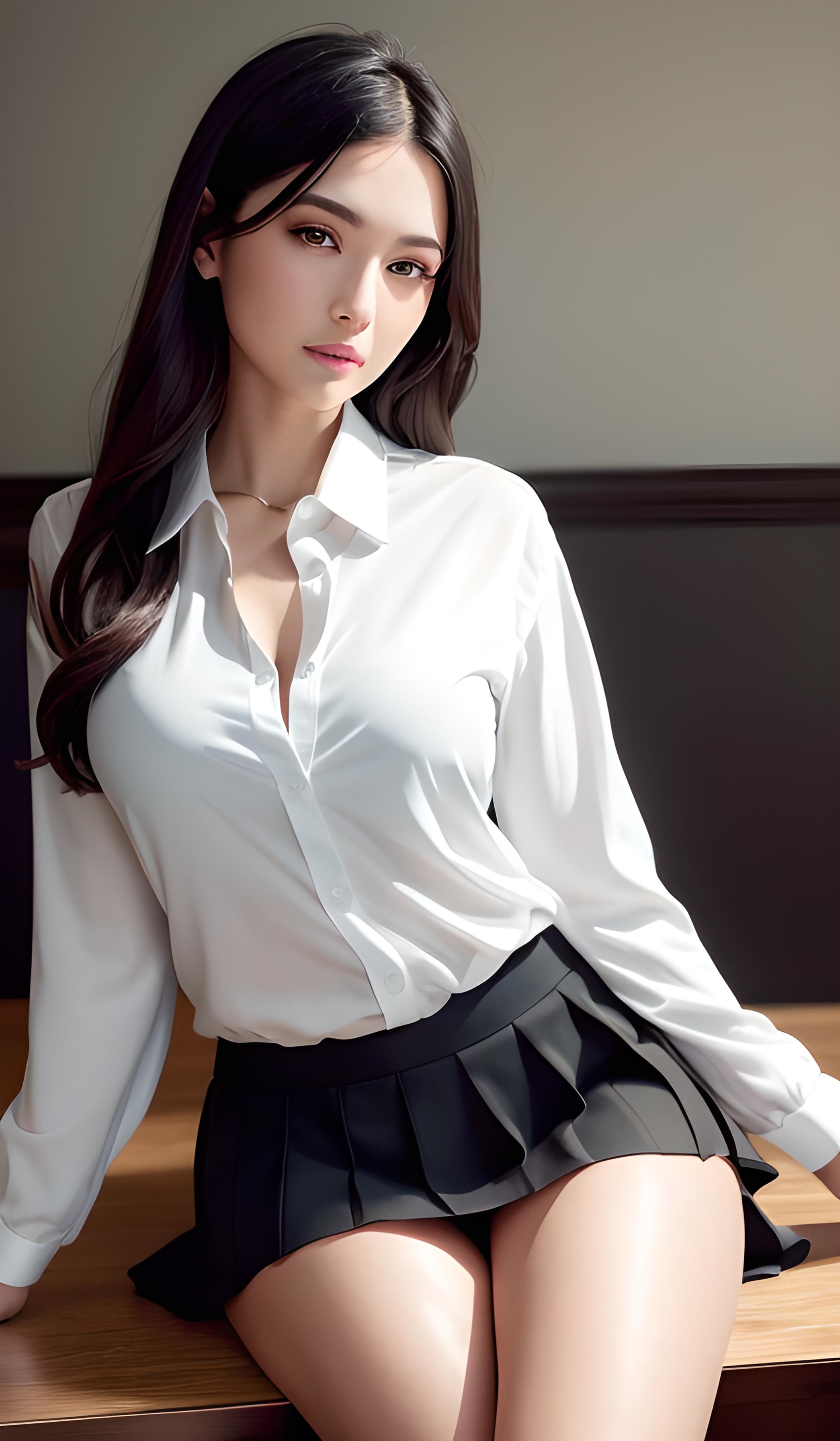 白色制服美女