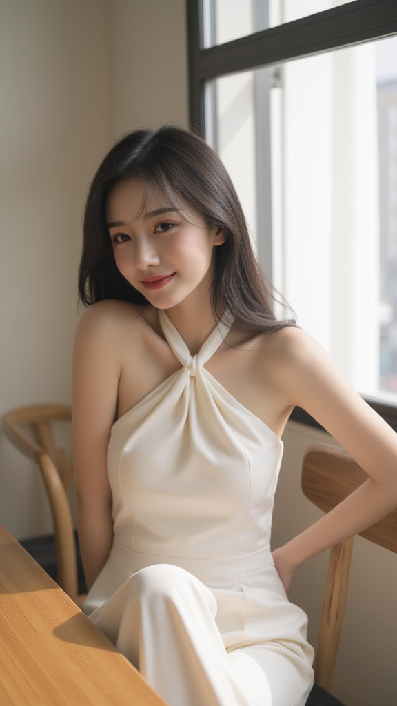挂脖吊带裙女孩