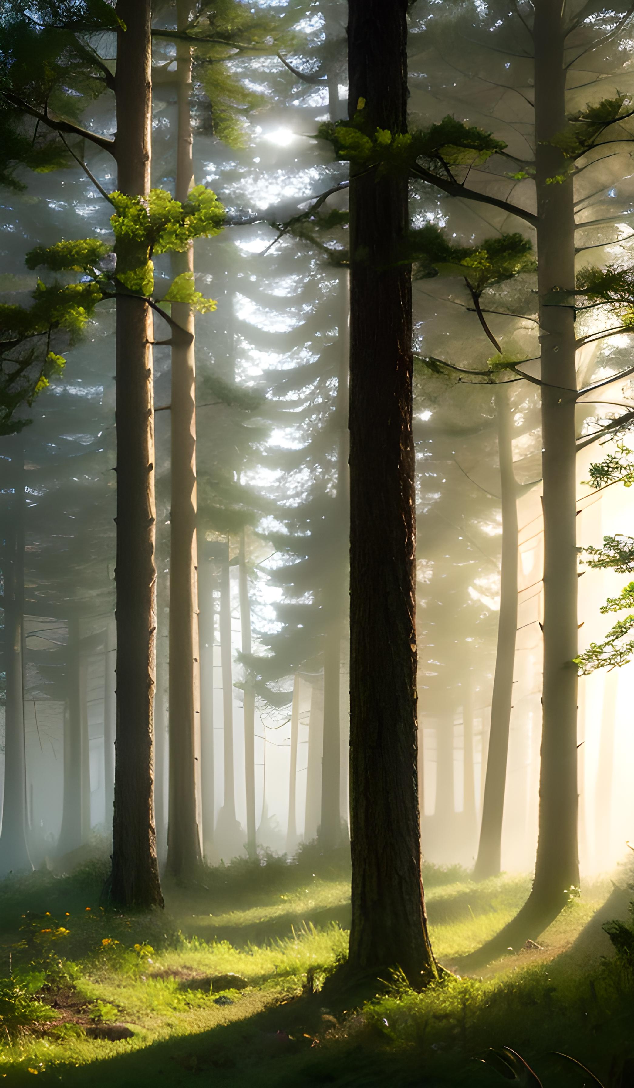 一片被晨雾笼罩的森林
