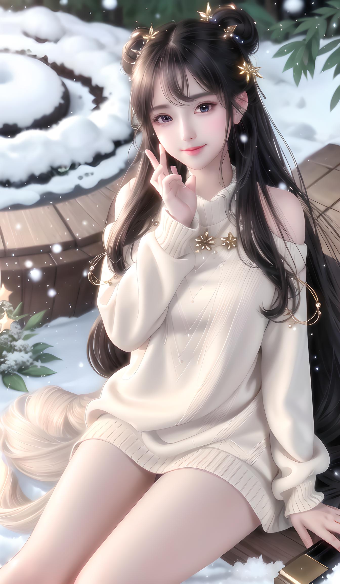 雪中美女