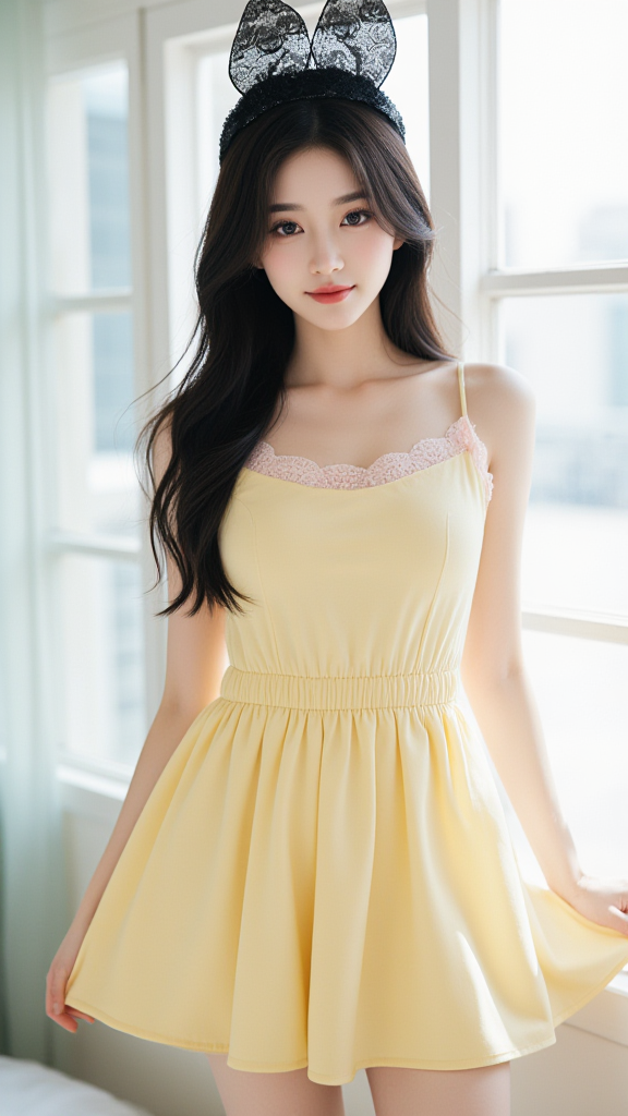 黄色短裙女孩