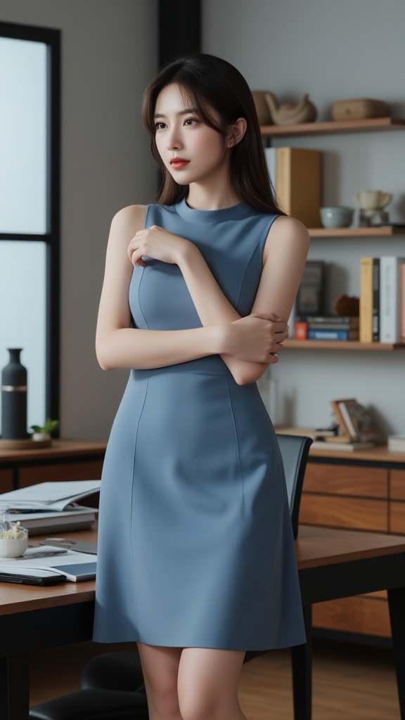 蓝色连衣裙女孩