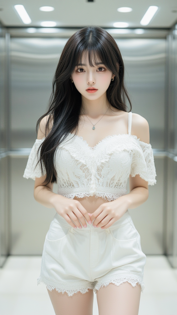 白色短裤女孩