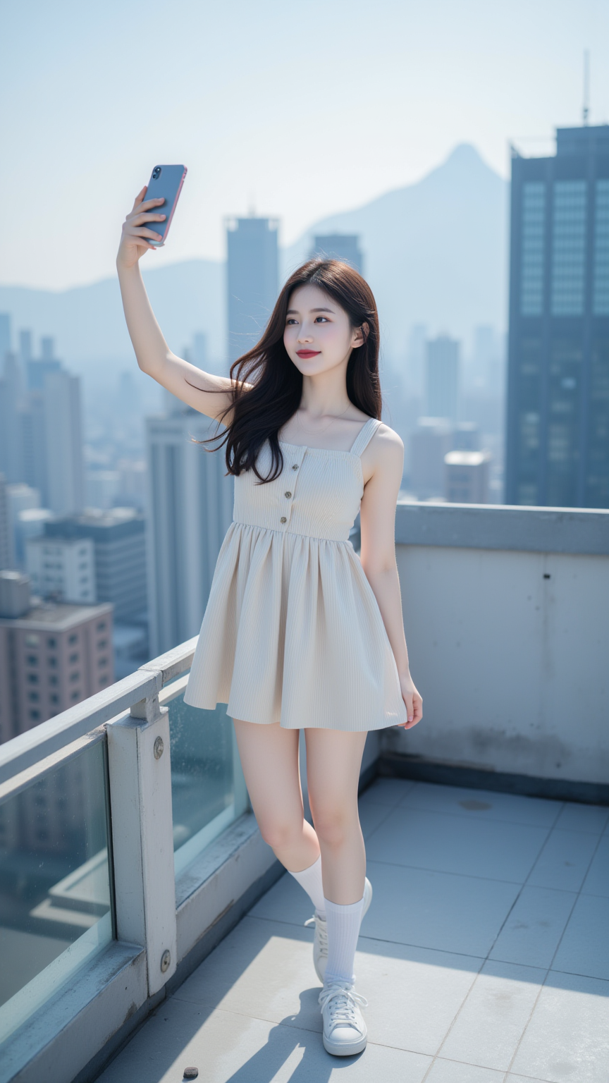 看风景的自拍少女