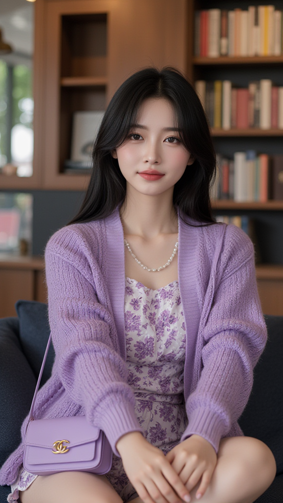 紫色毛衣女孩