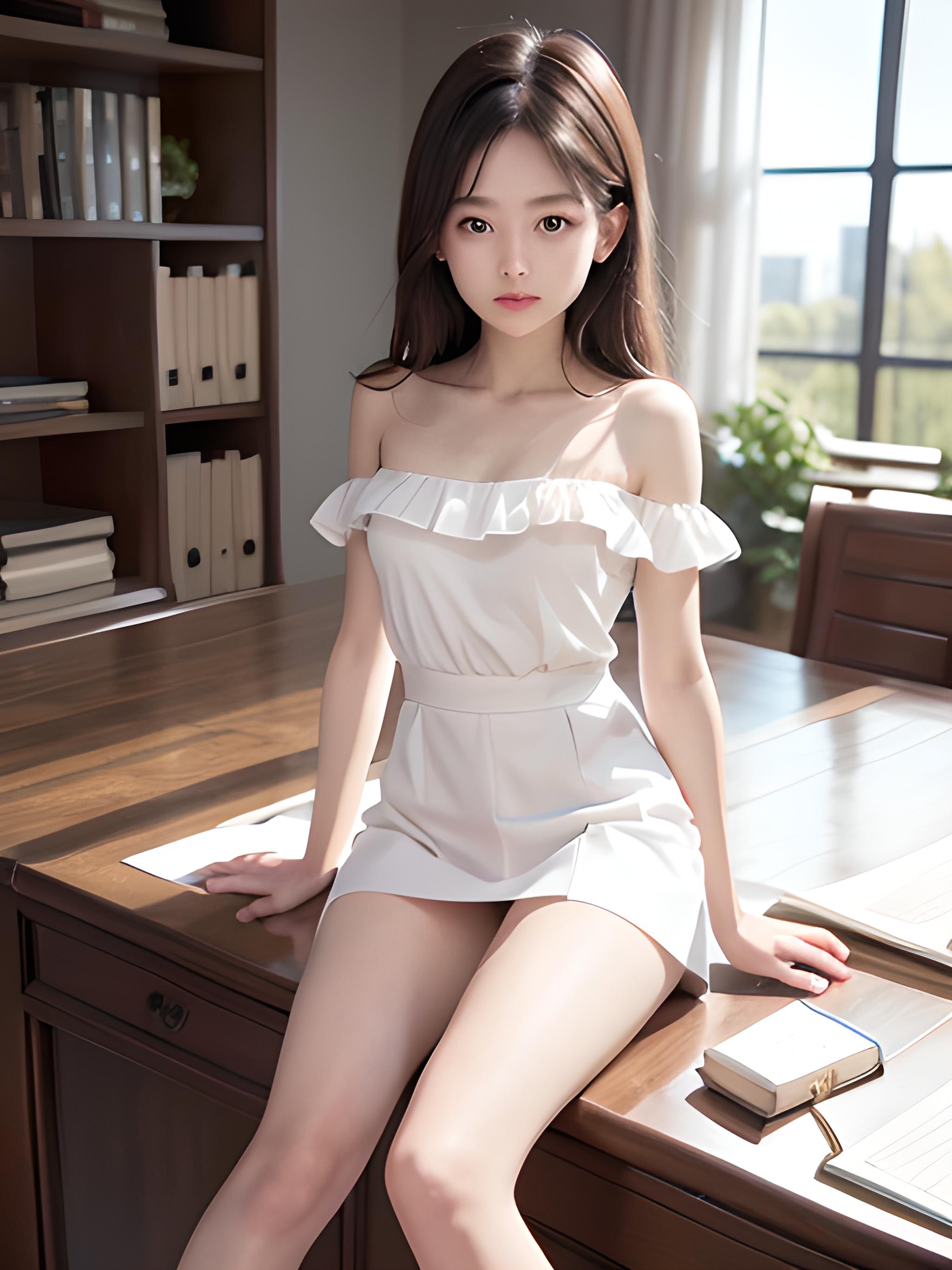 纯白连衣裙