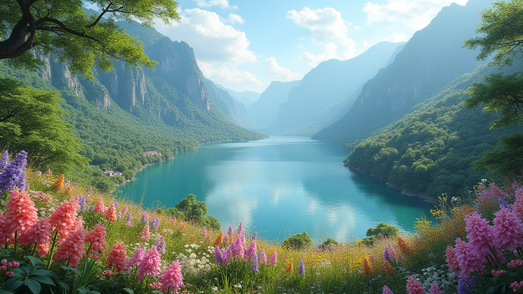 湖边春景