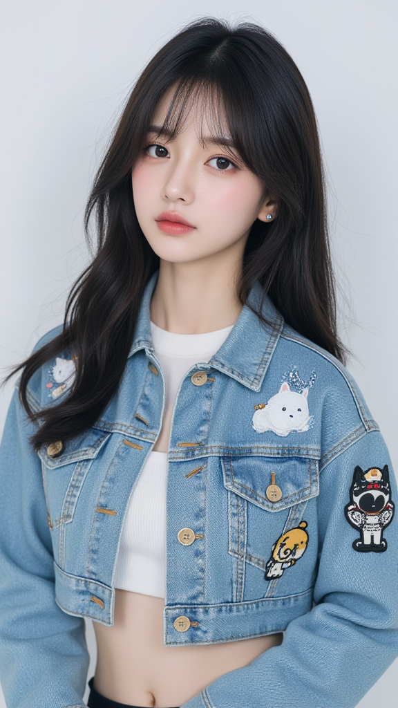 牛仔上衣女孩