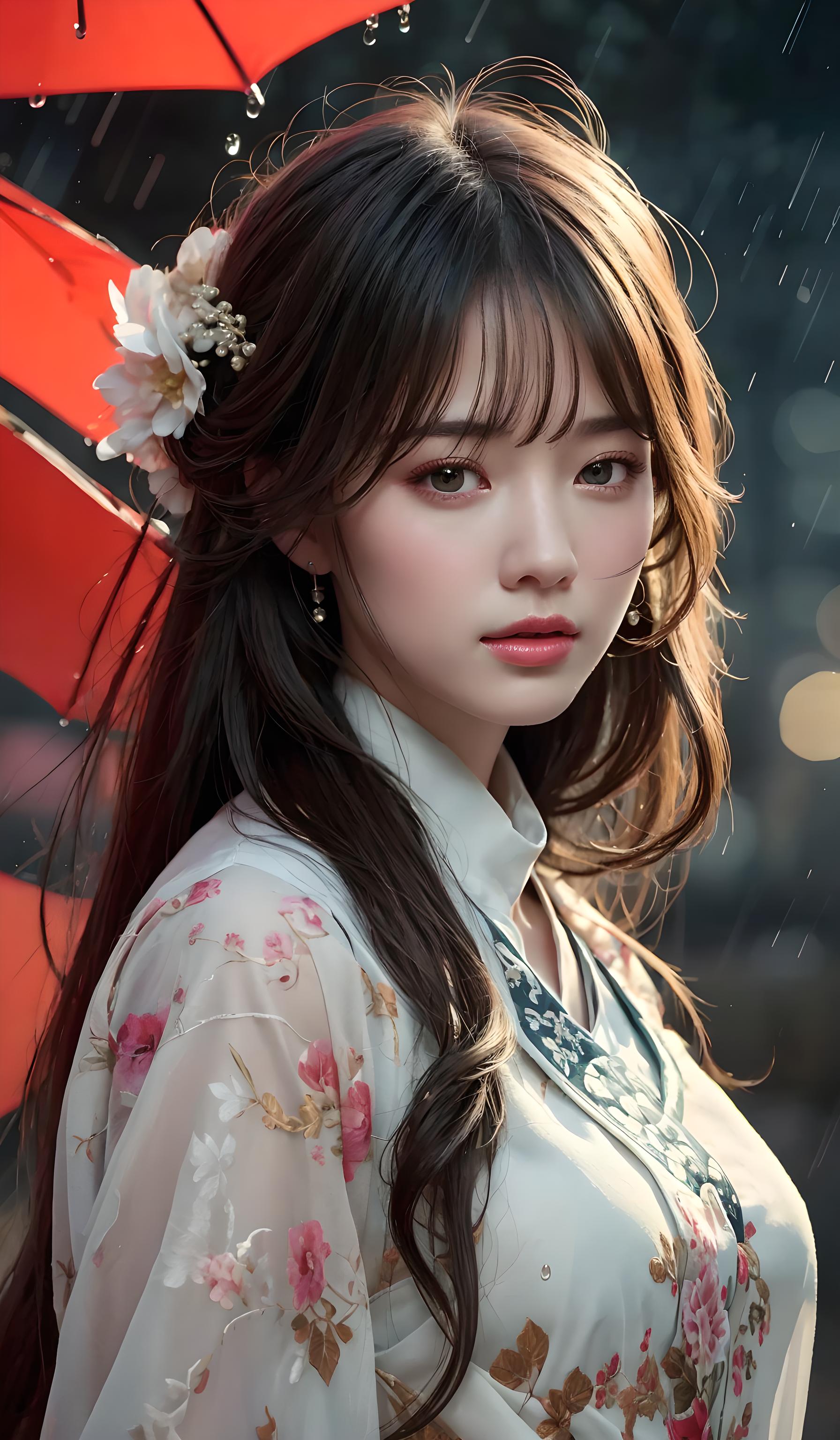 雨中美女