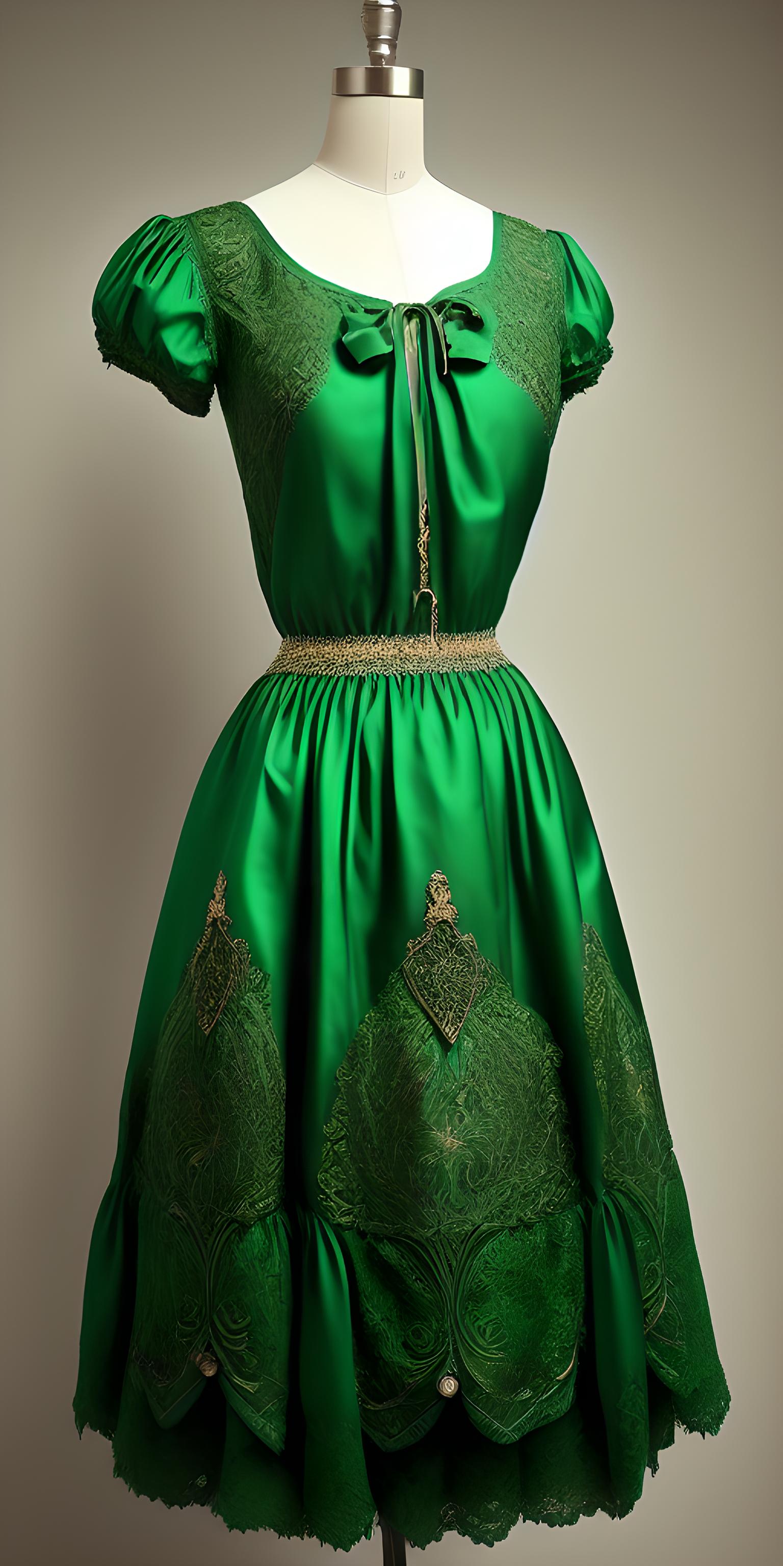 复古绿裙