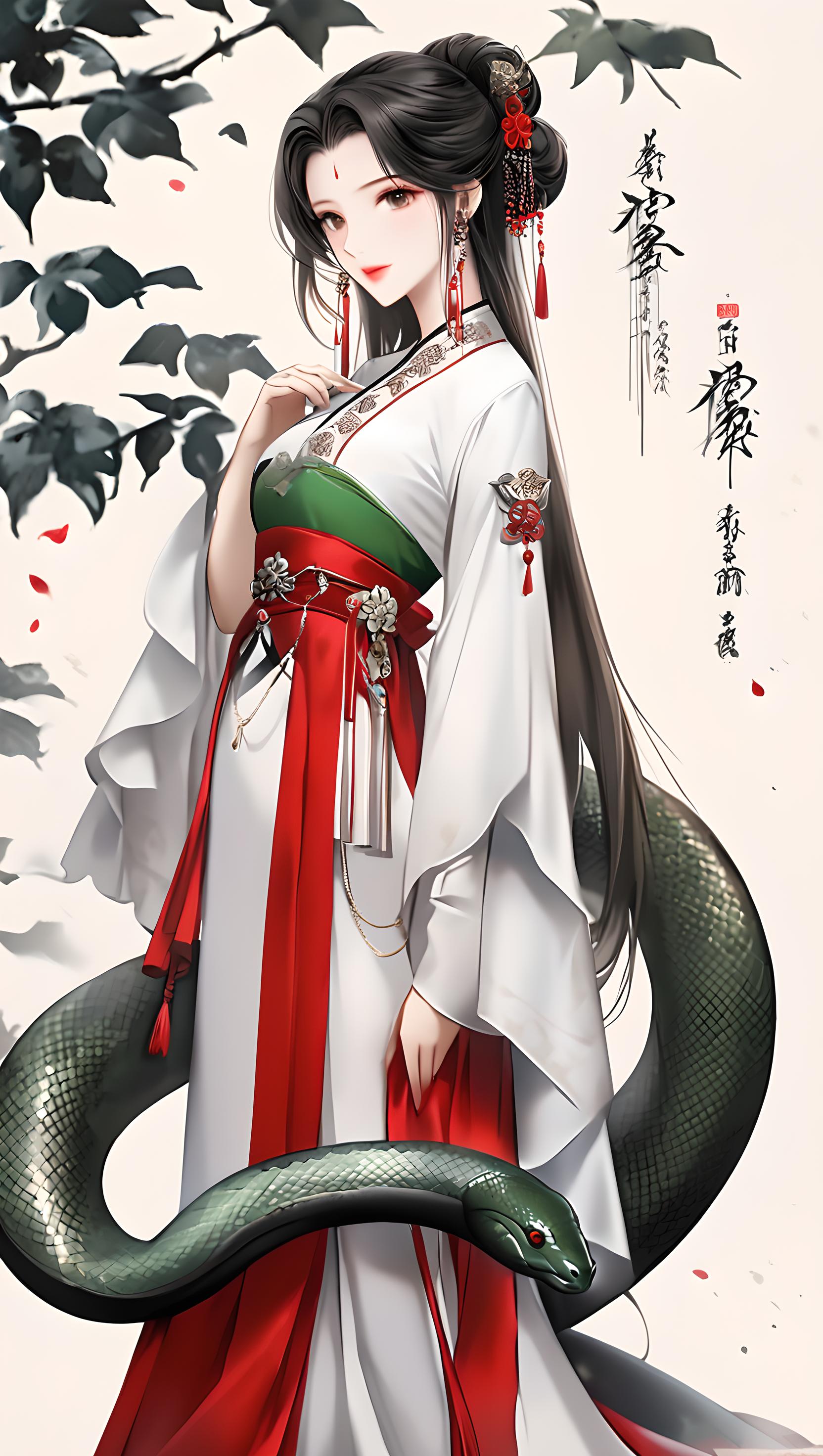 古风，女子与蛇