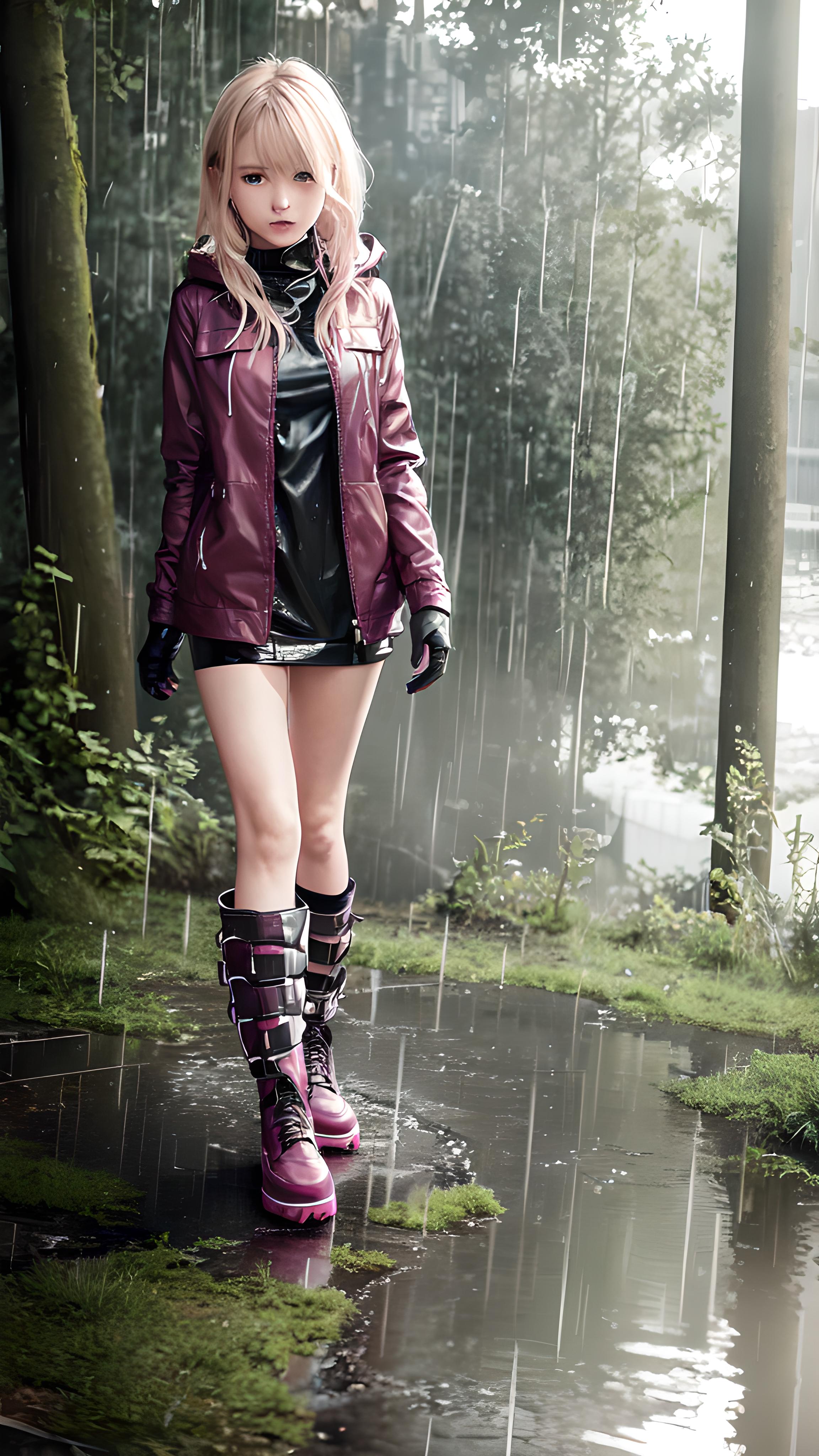 雨中美少女