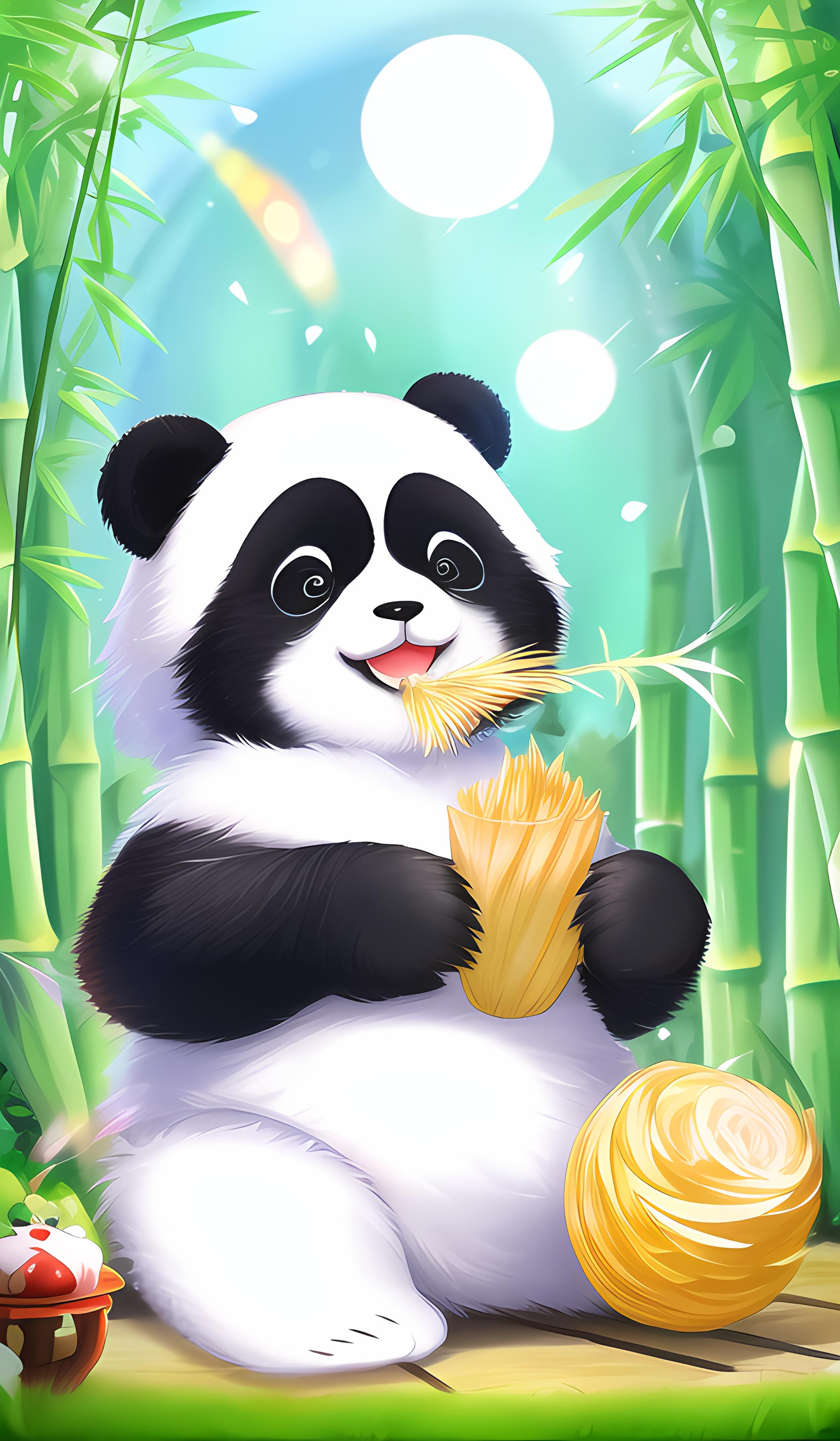 吃竹子的可爱熊猫