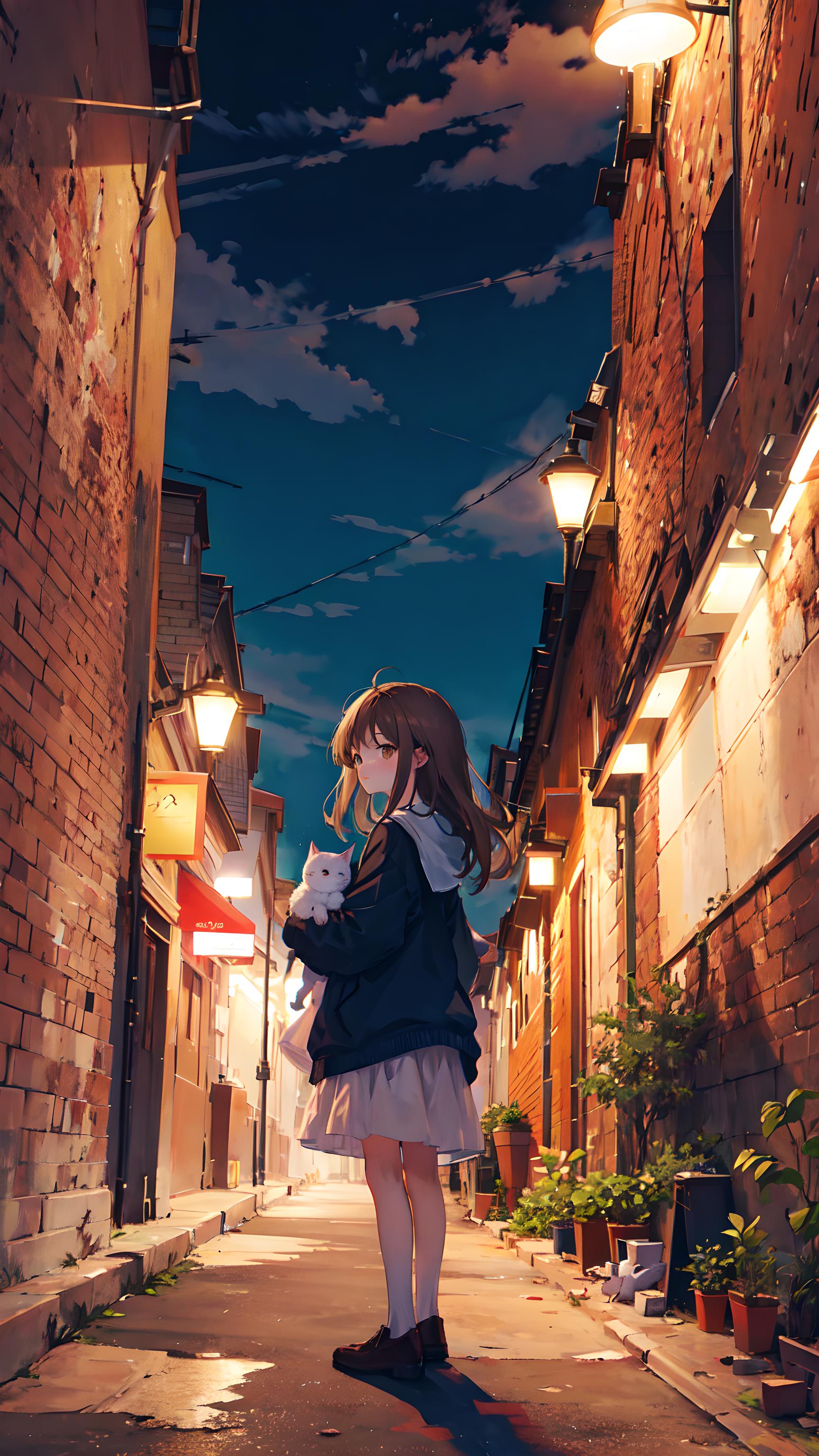 夜幕下的少女