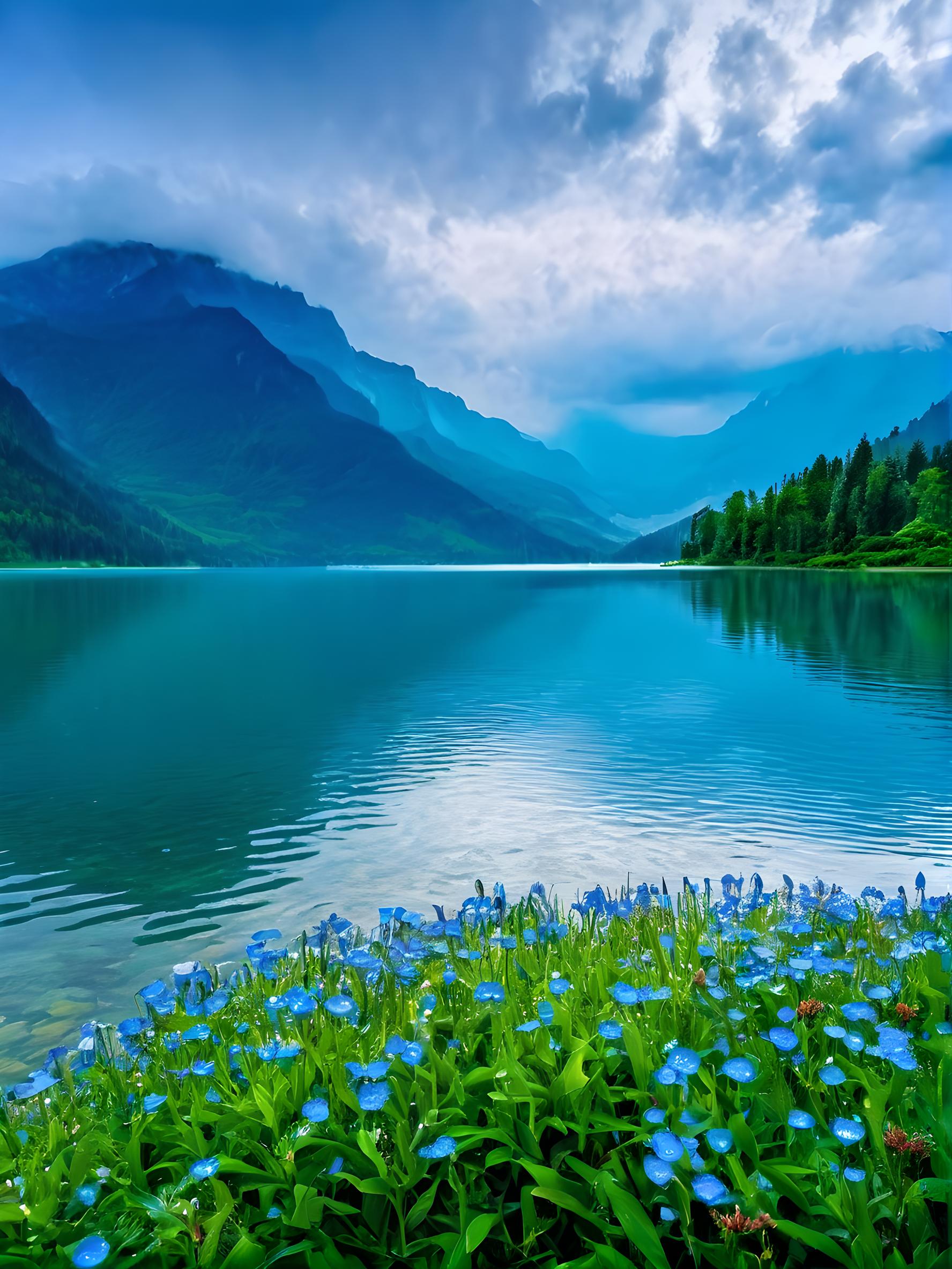 雨后湖景