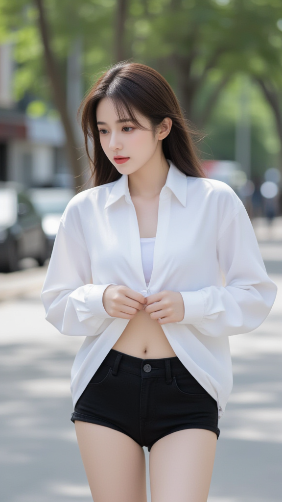 街拍衬衫女孩