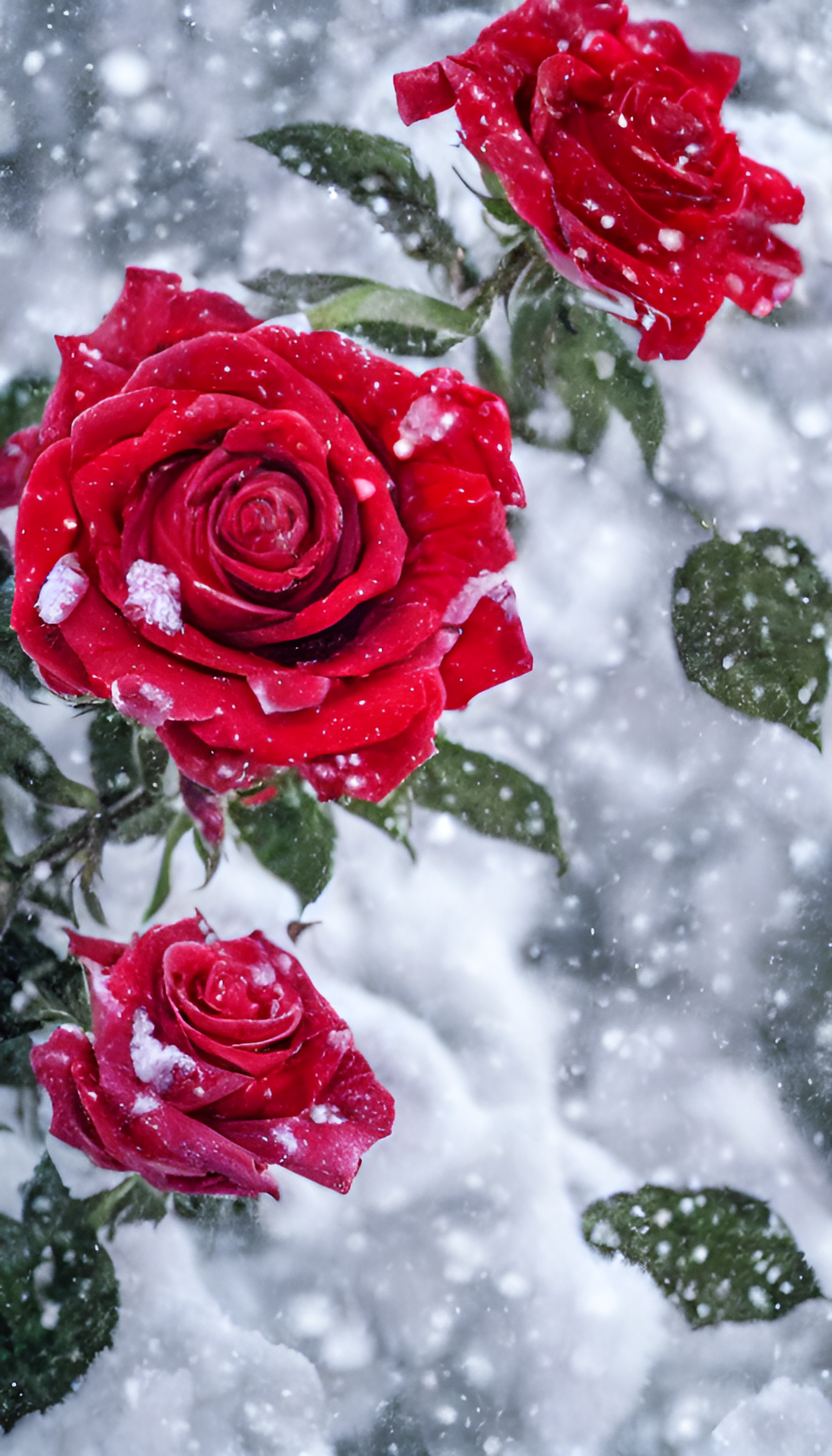 雪中玫瑰花