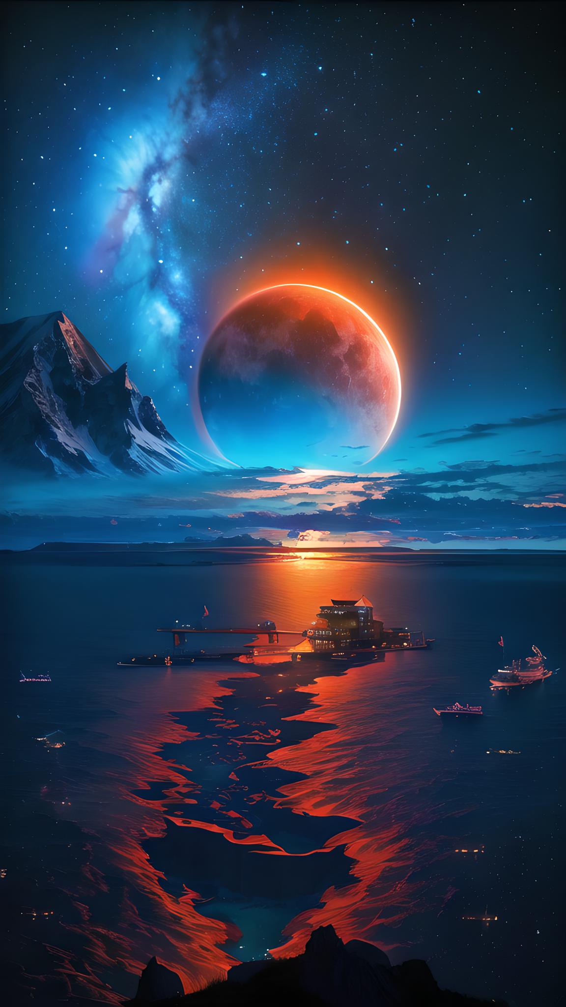 星空下的河流