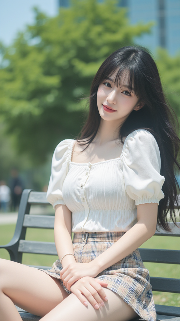 长椅上的女孩