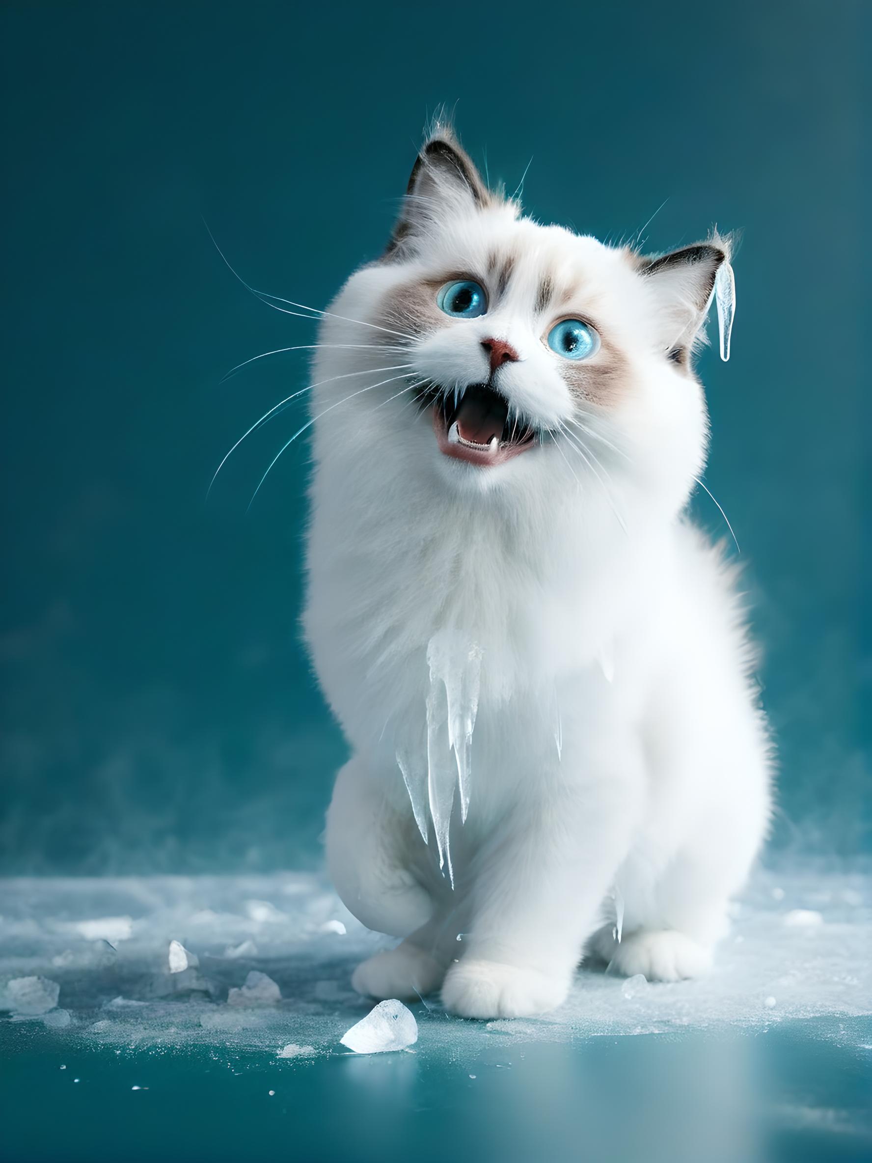 布偶猫与冰