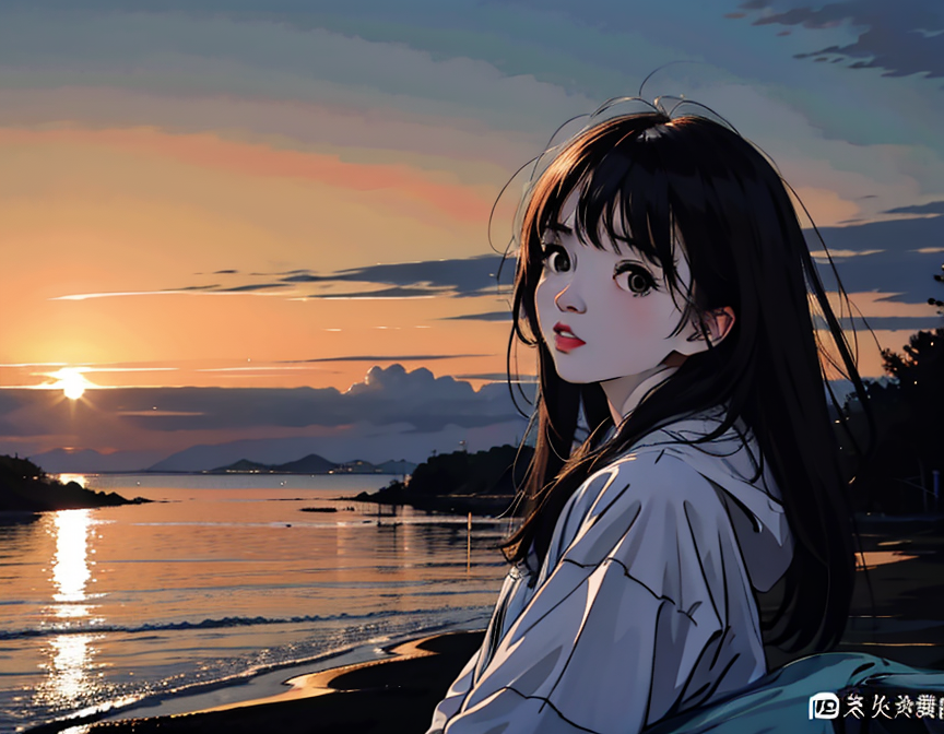 韩系少女 海边