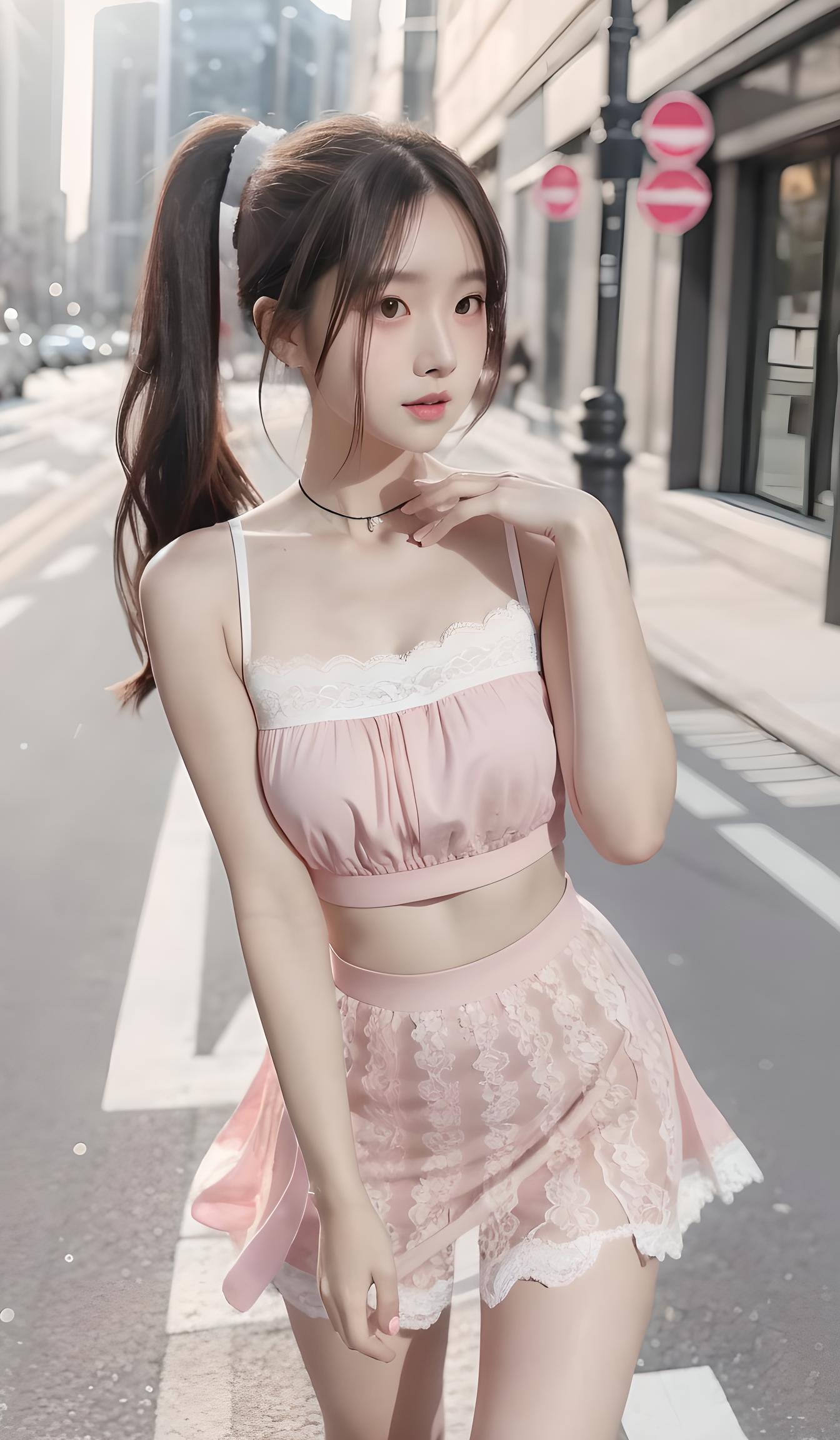 粉色美女