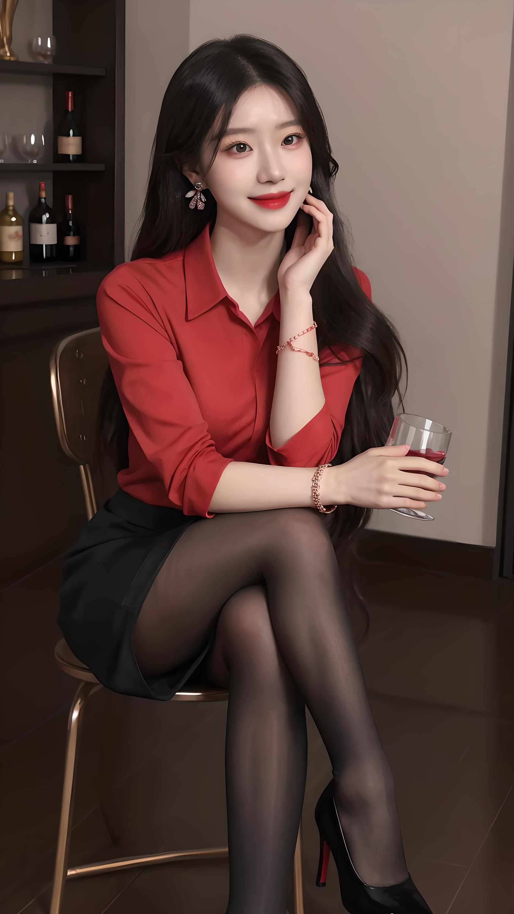 喝酒的美女