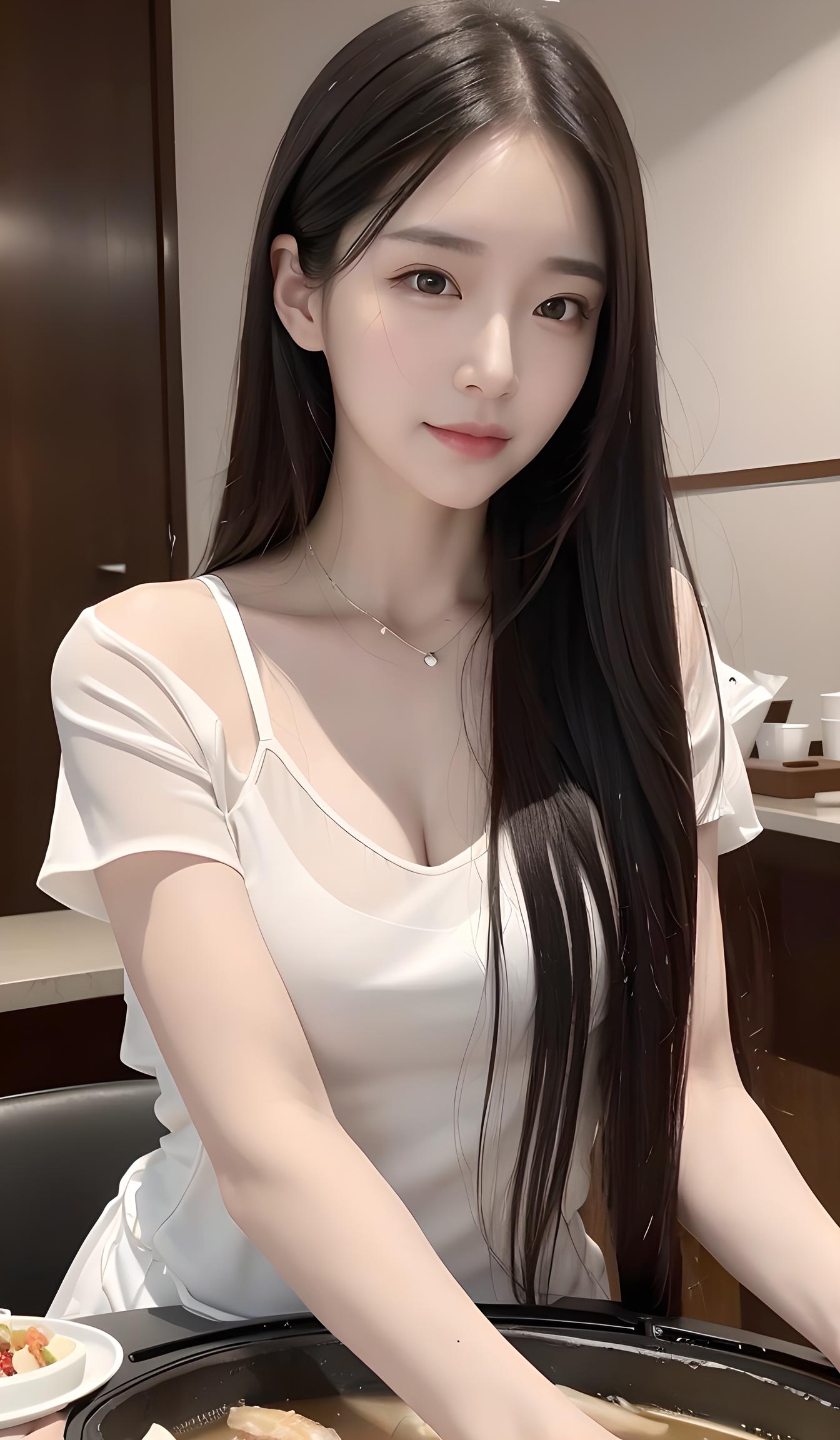 美女端锅