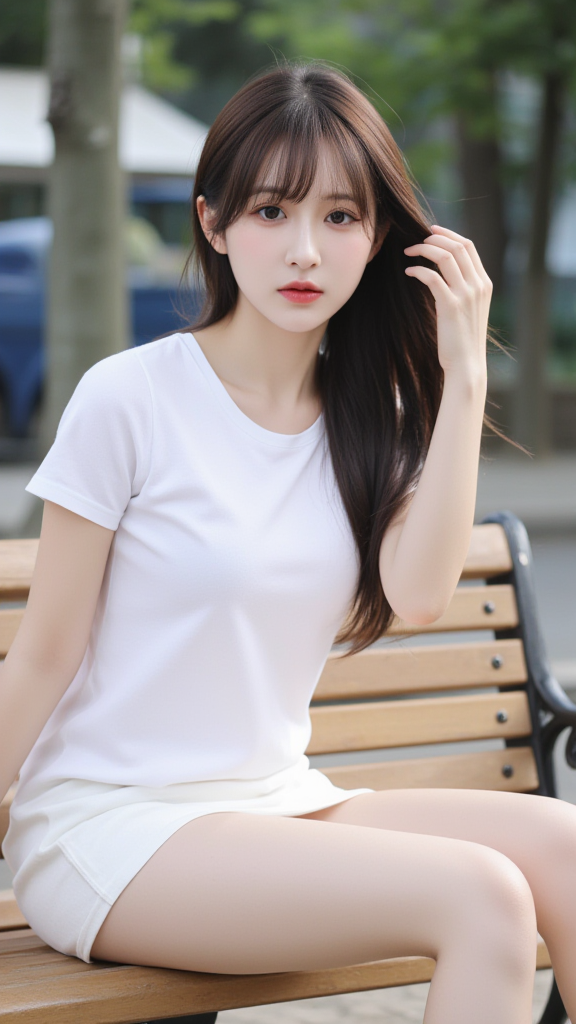 长椅上的女孩