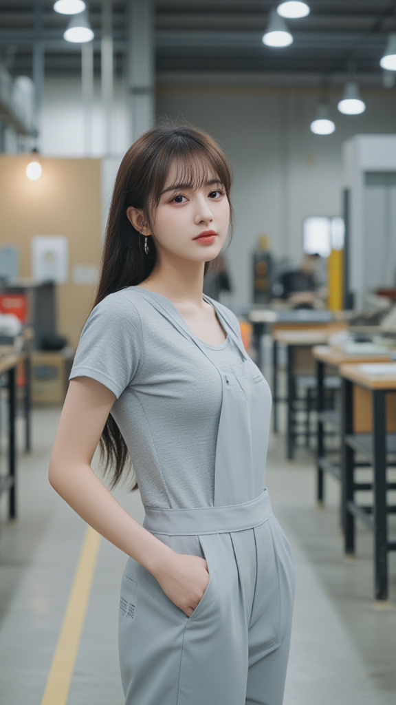 厂花工服女孩