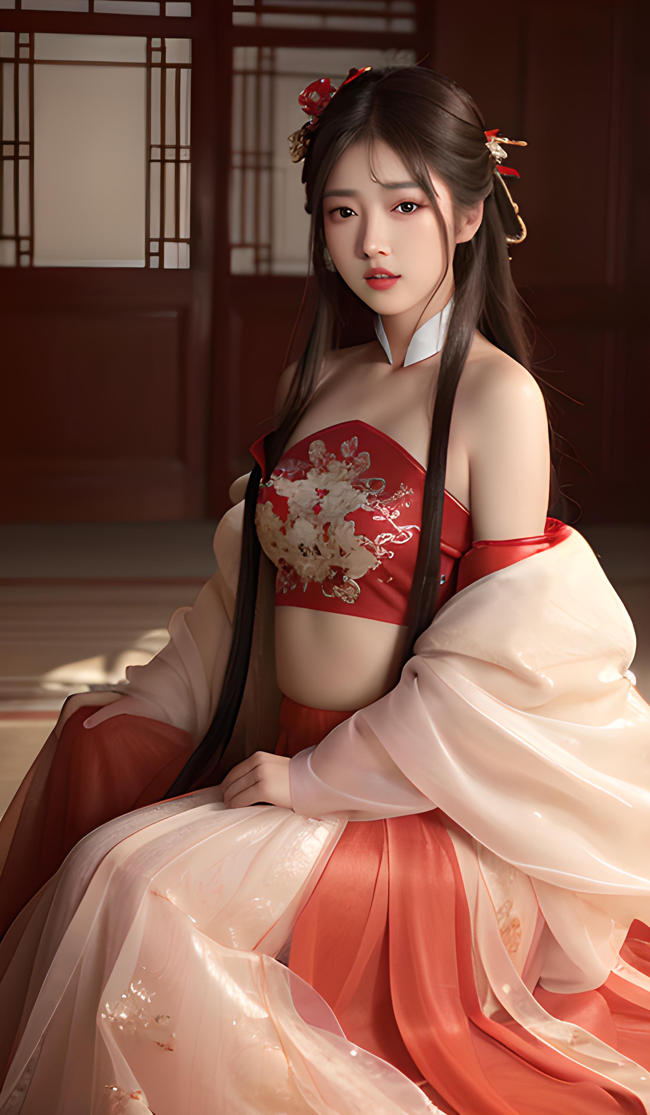 红色汉服美女