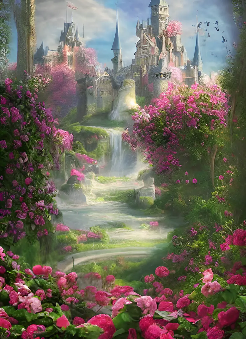 城堡前的玫瑰花海