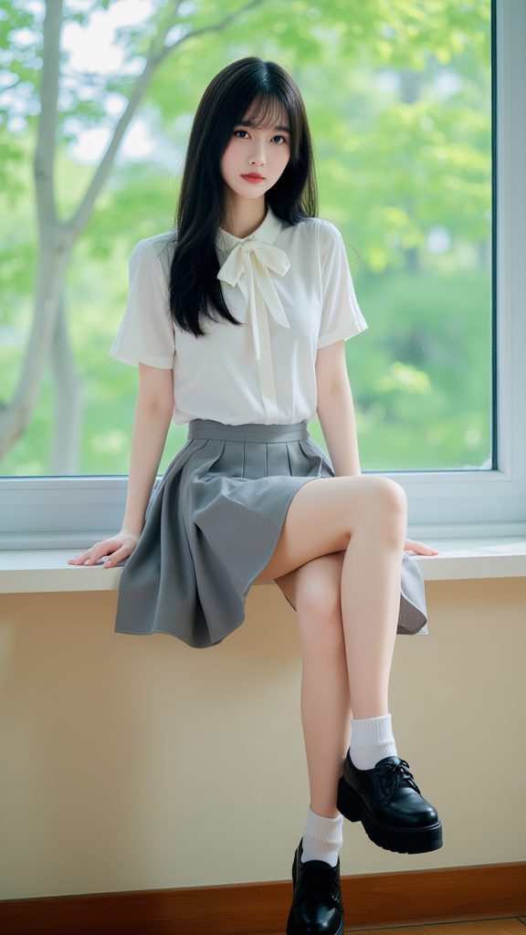 百褶裙女孩