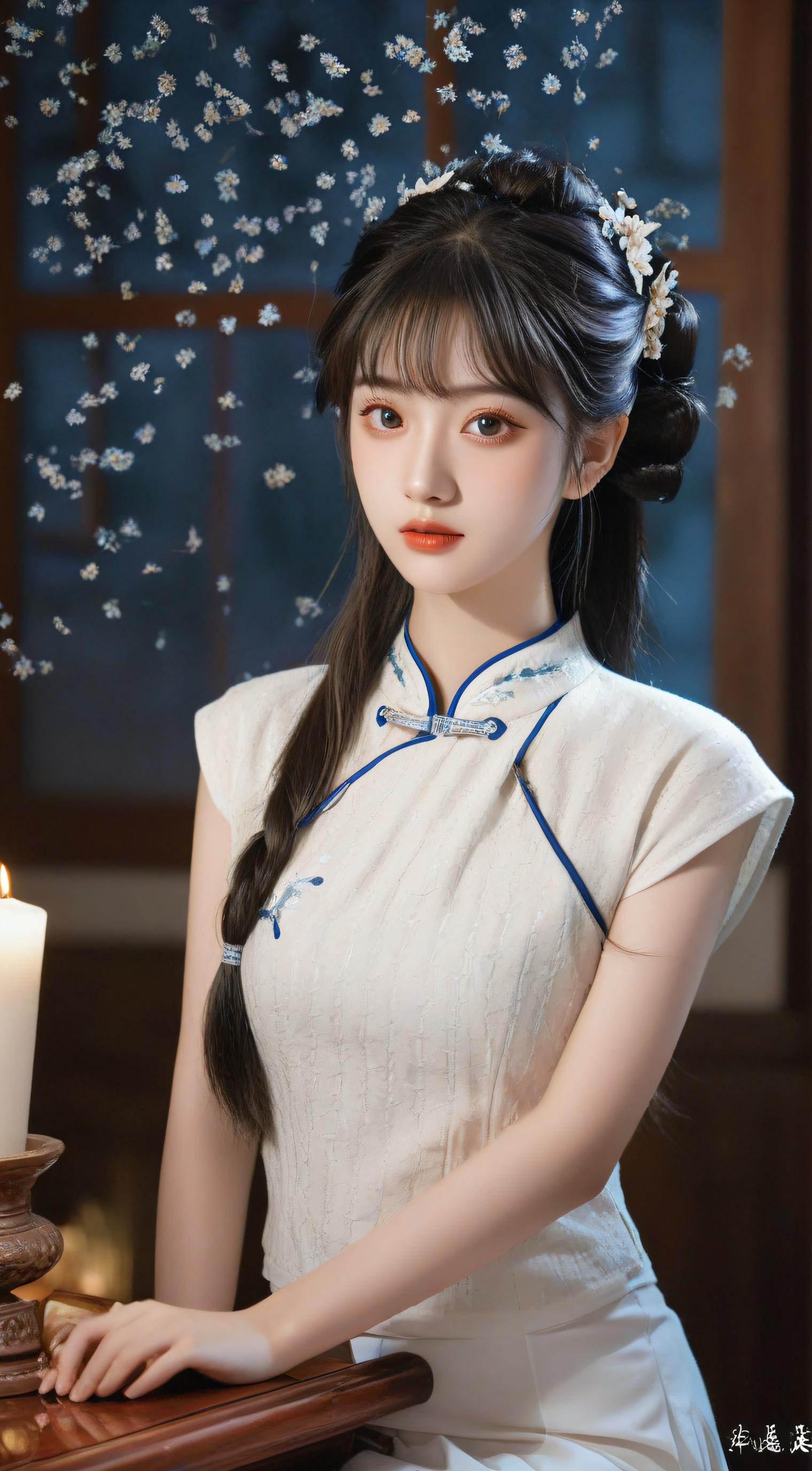 单纯的素色旗袍，复古风