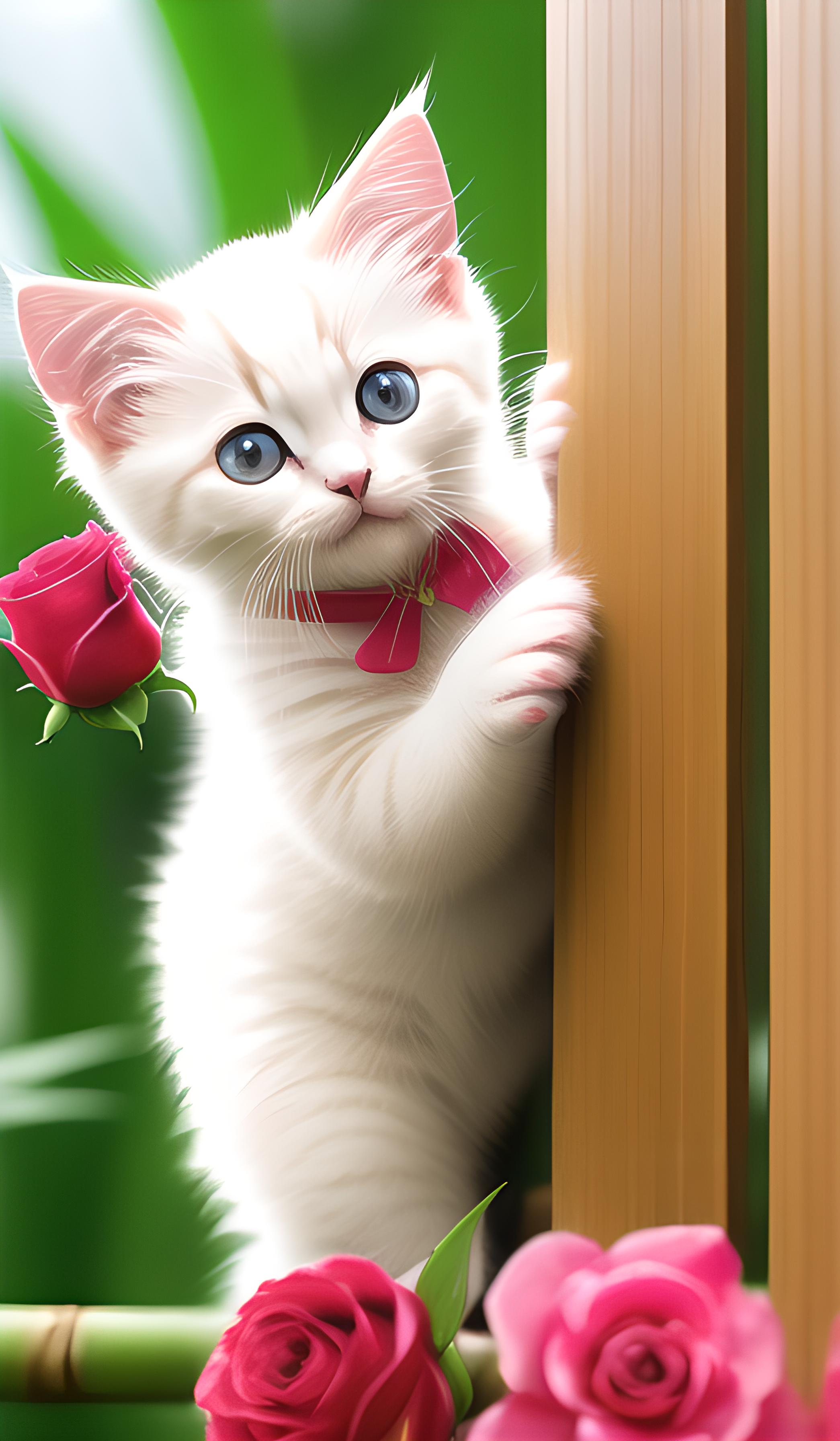 猫与花