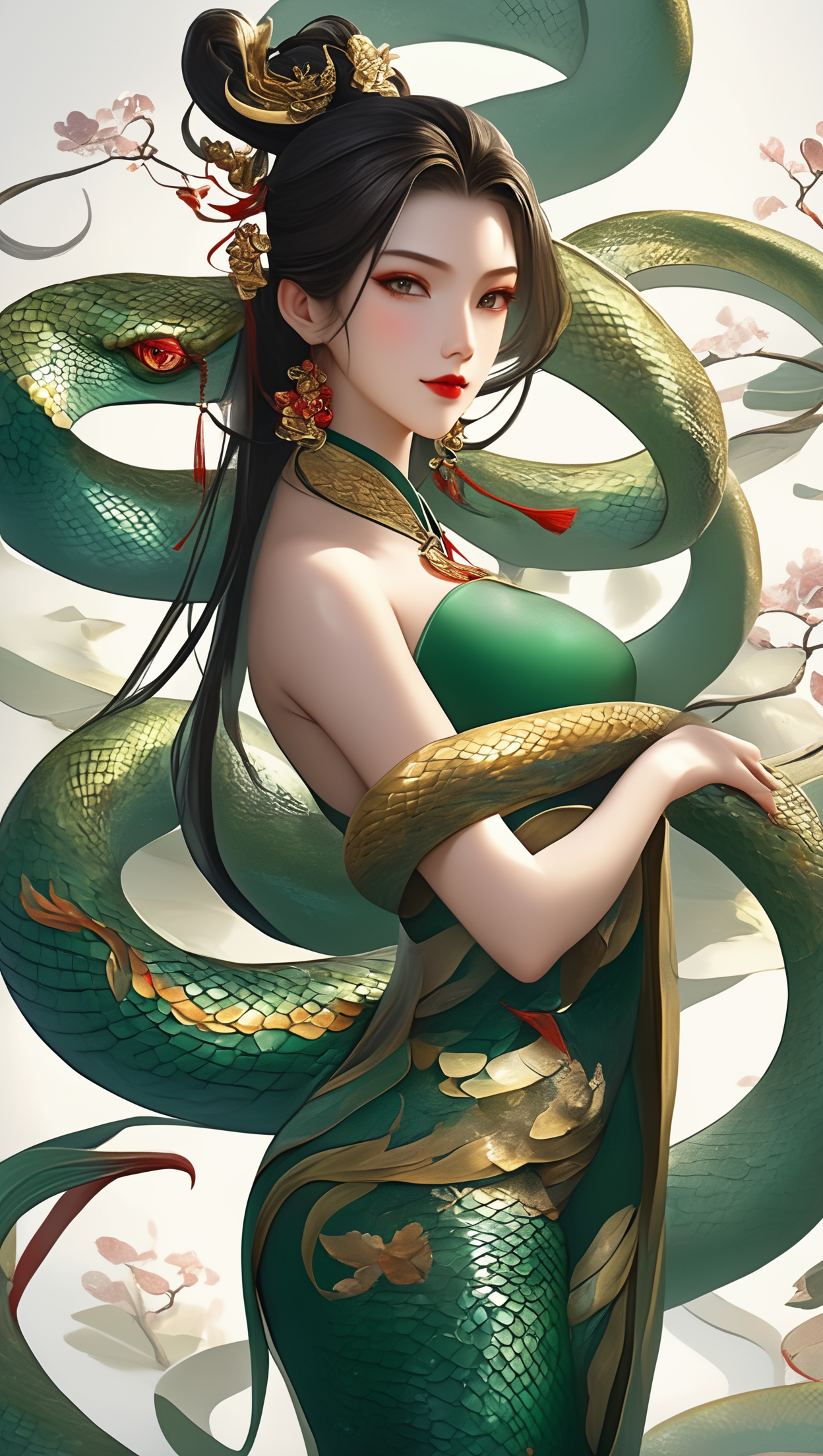蛇环绕的青鳞女子