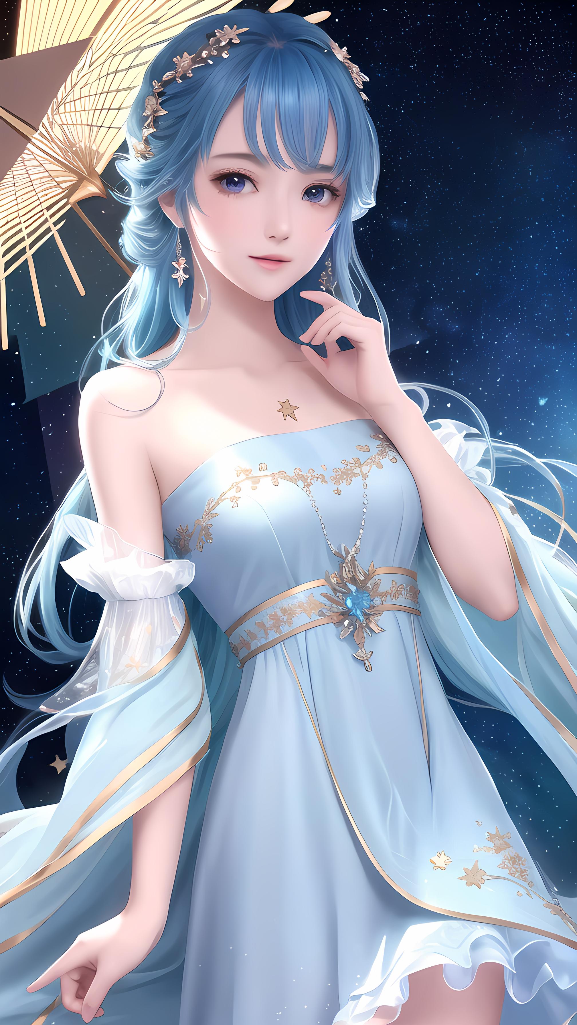 星空下的少女