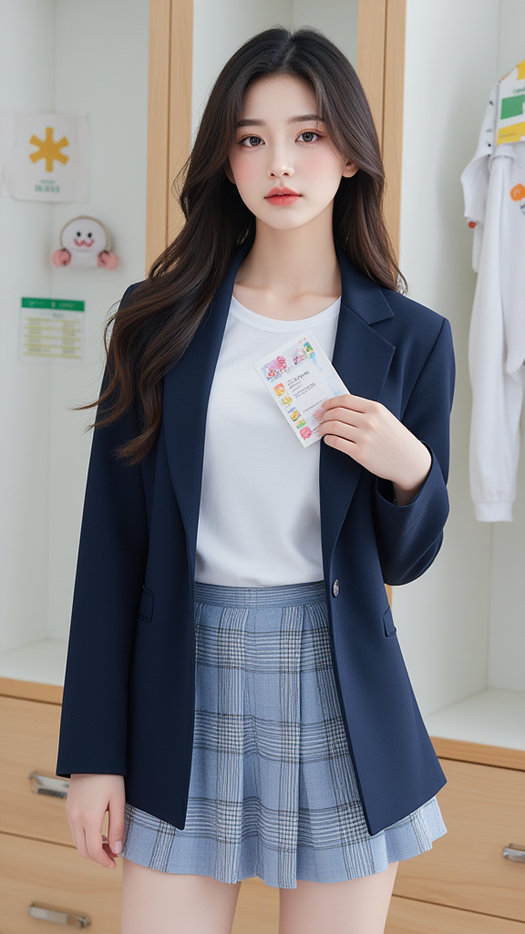蓝色西装女孩