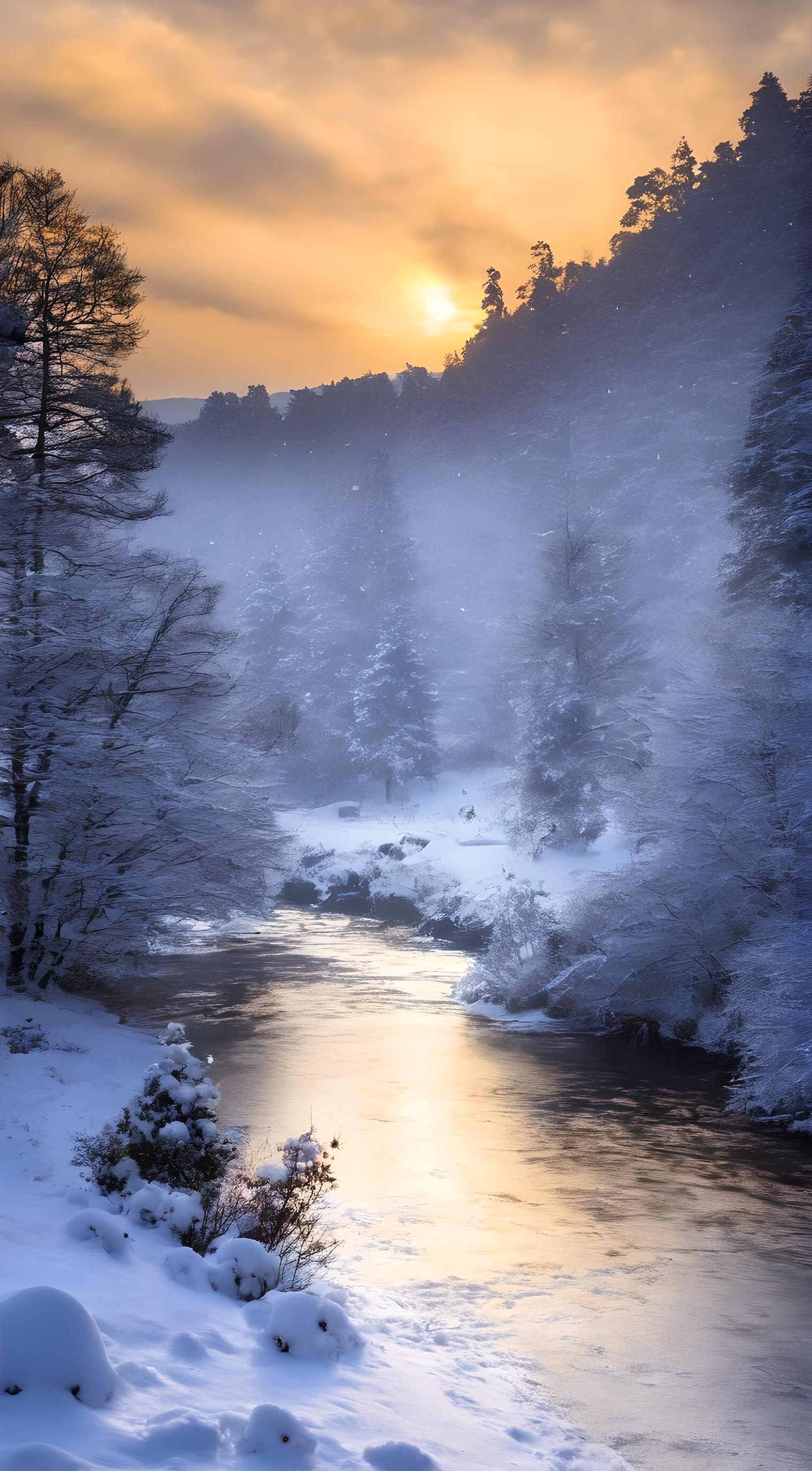 雪地日出