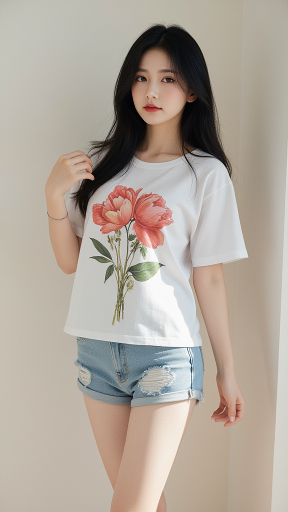 绣花T恤女孩