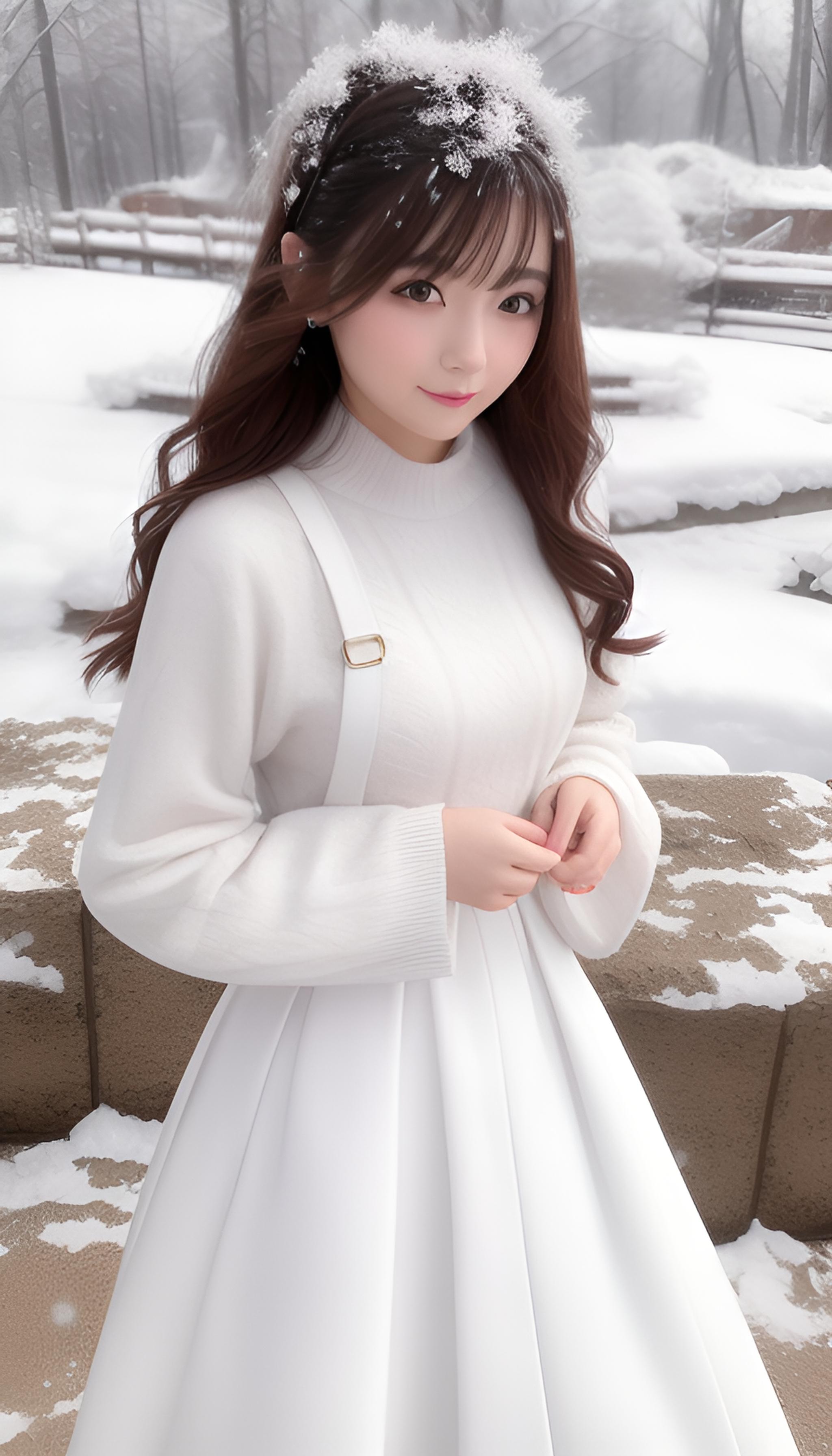 雪中美女