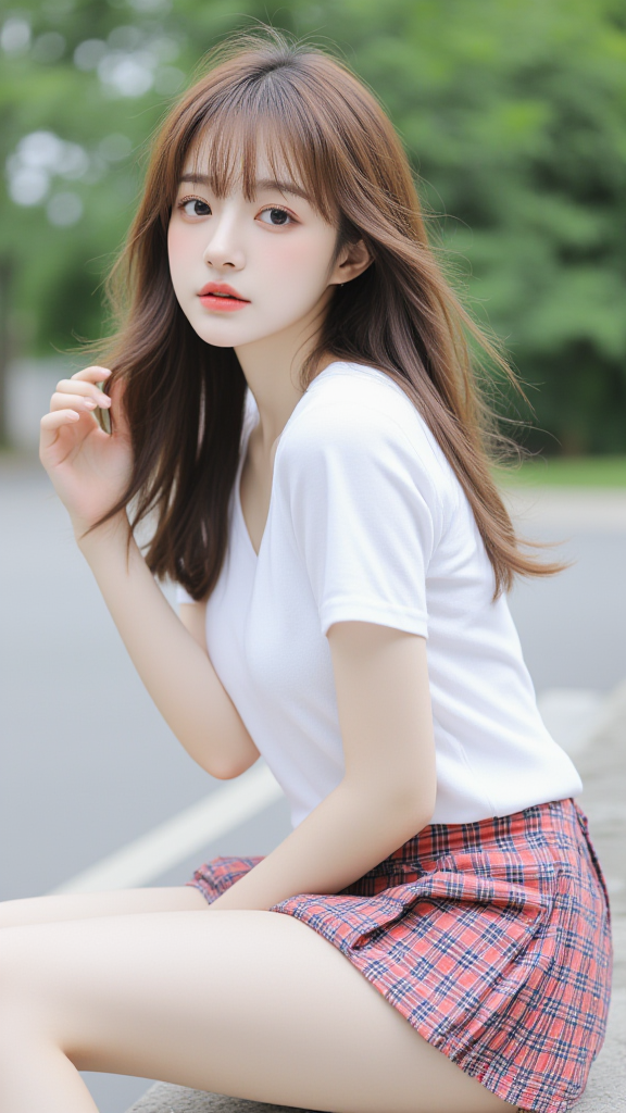 格子裙女孩