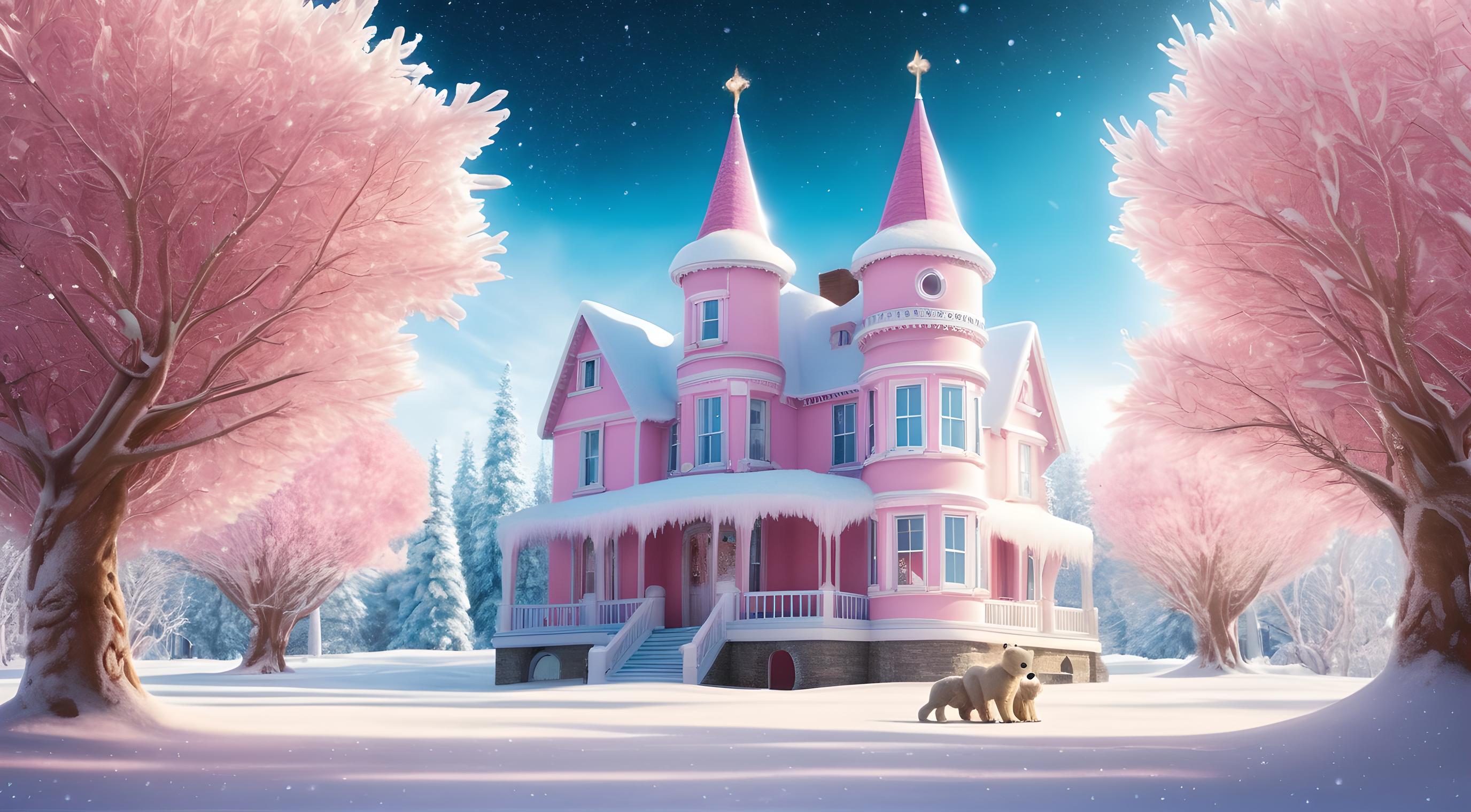 粉色浪漫雪屋