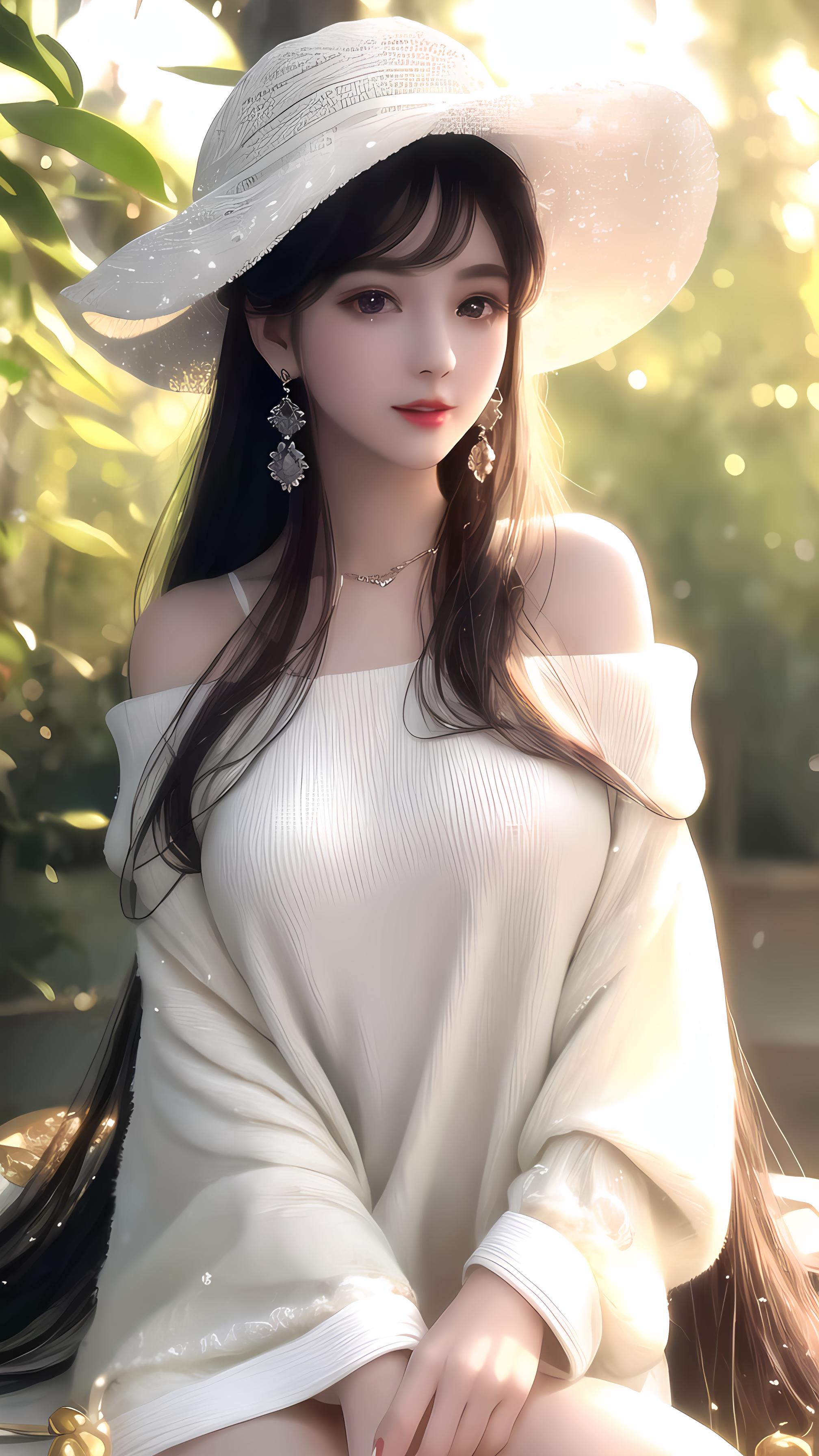 一个戴帽的漂亮女孩儿。