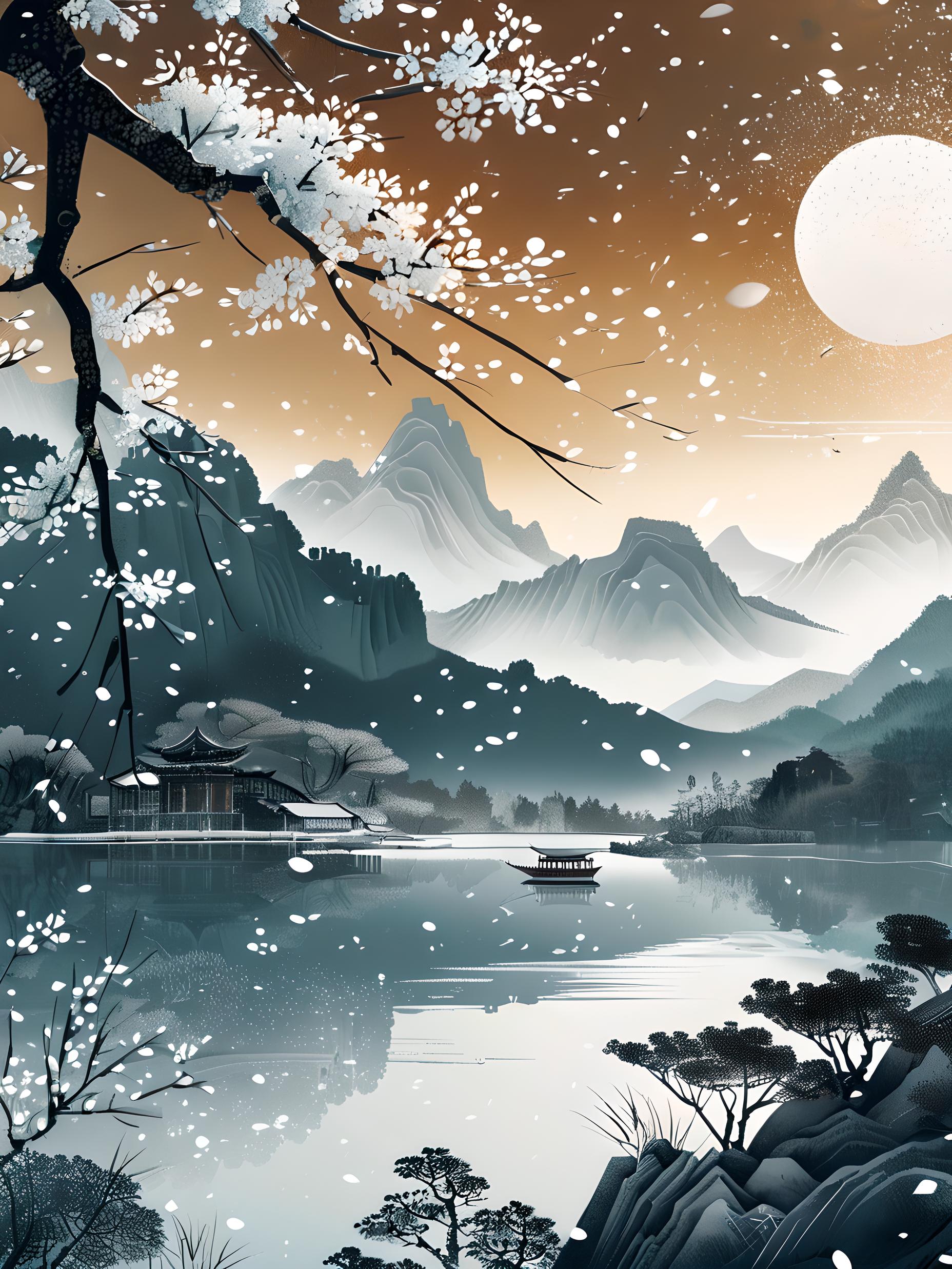 湖面小舟