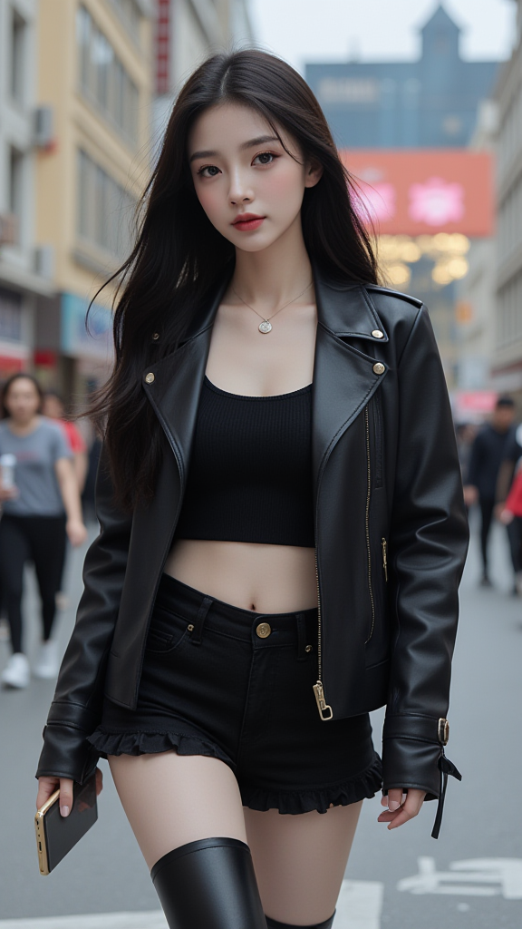 皮夹克女孩