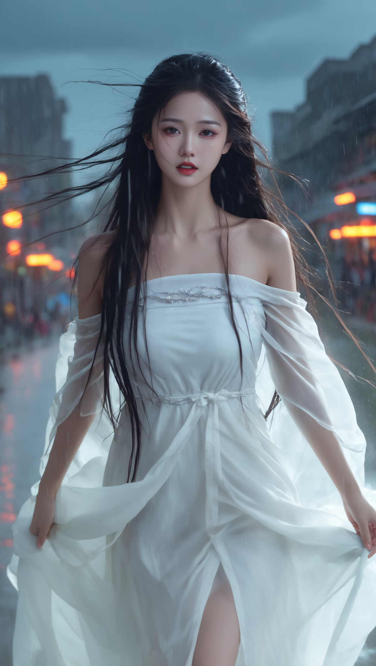 冷雨夜·白裙美女