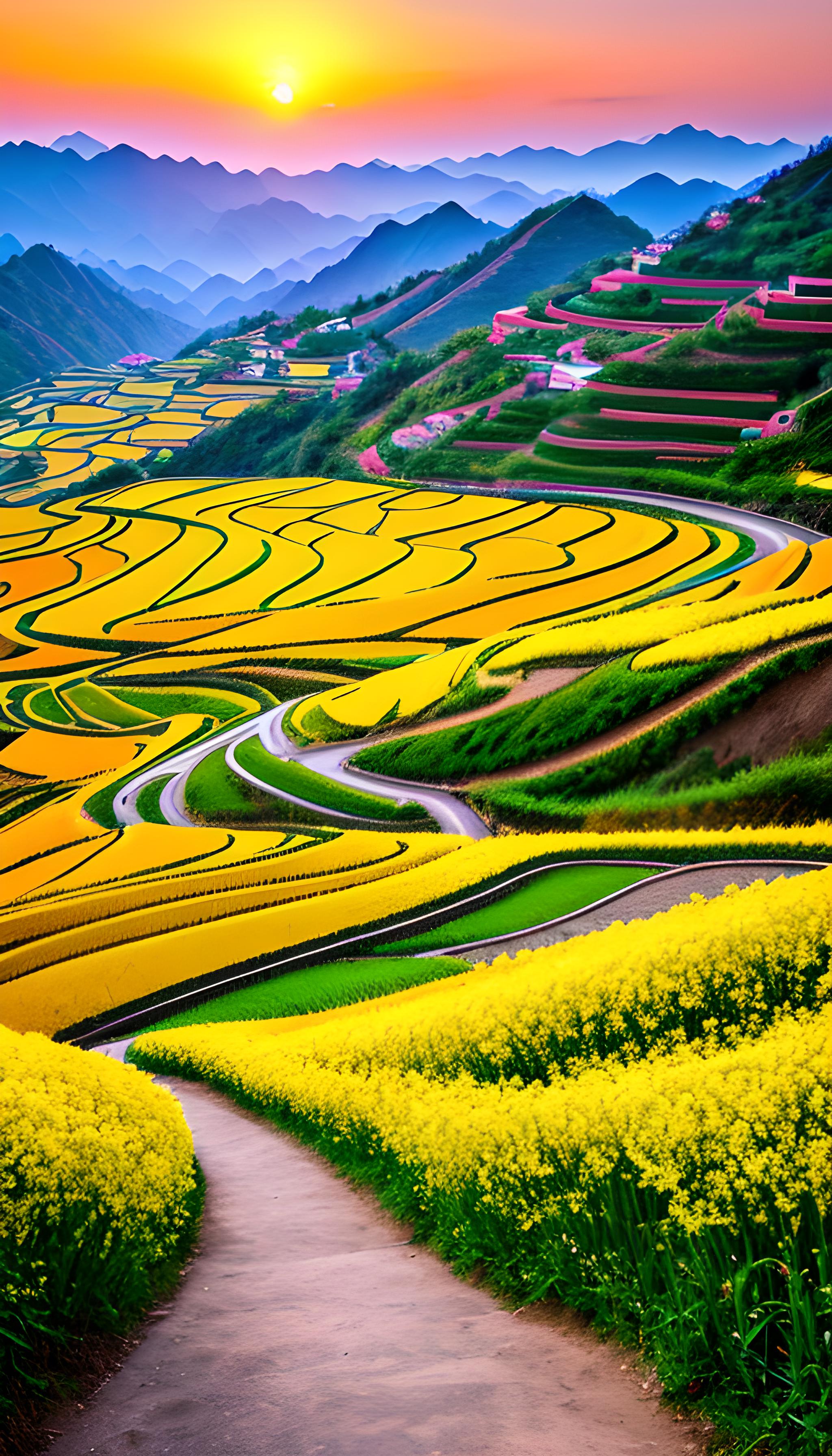 油菜花梯田